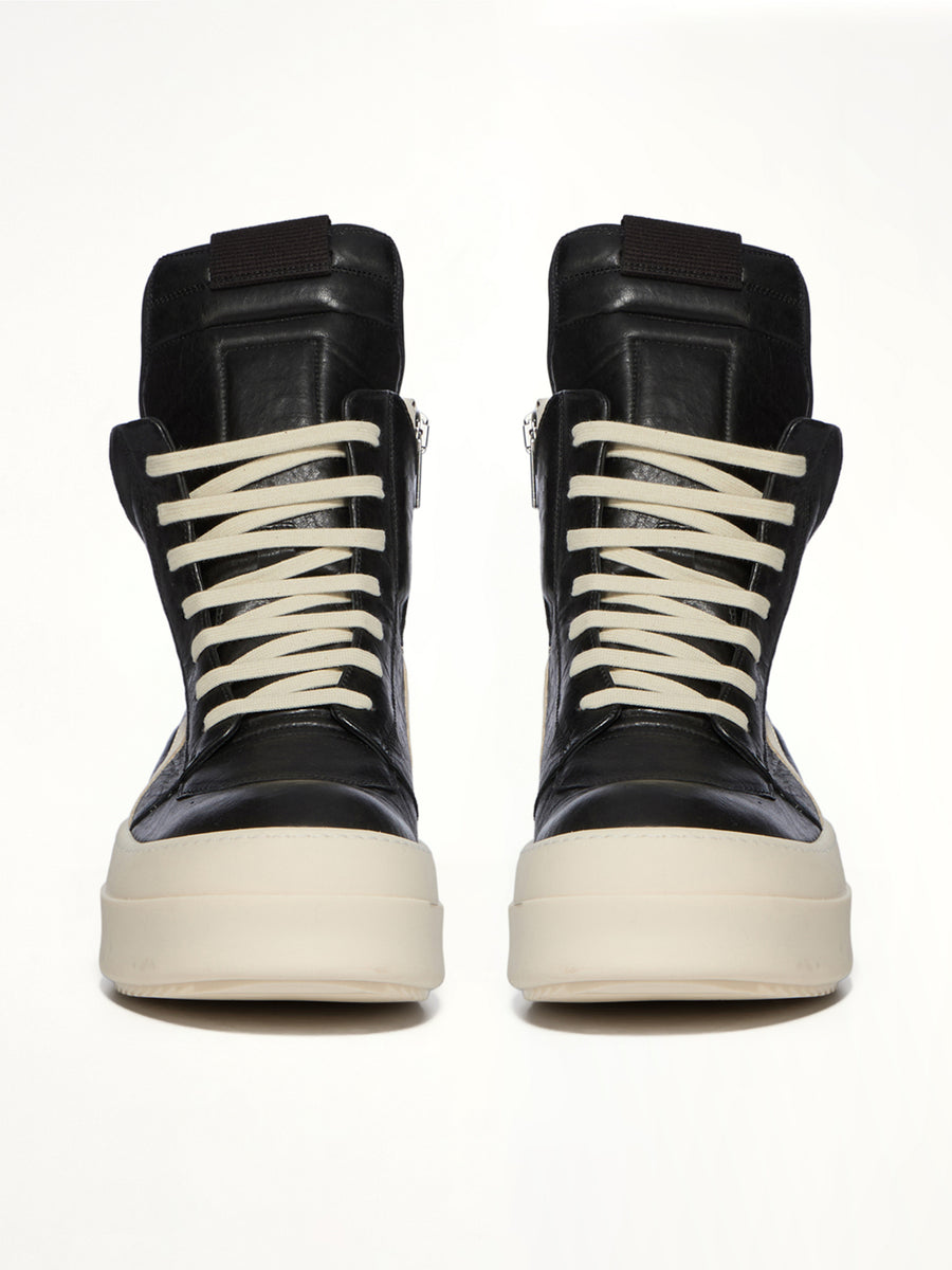 Mega Bumper Geobasket in Black/Milk Front View | RICK OWENS