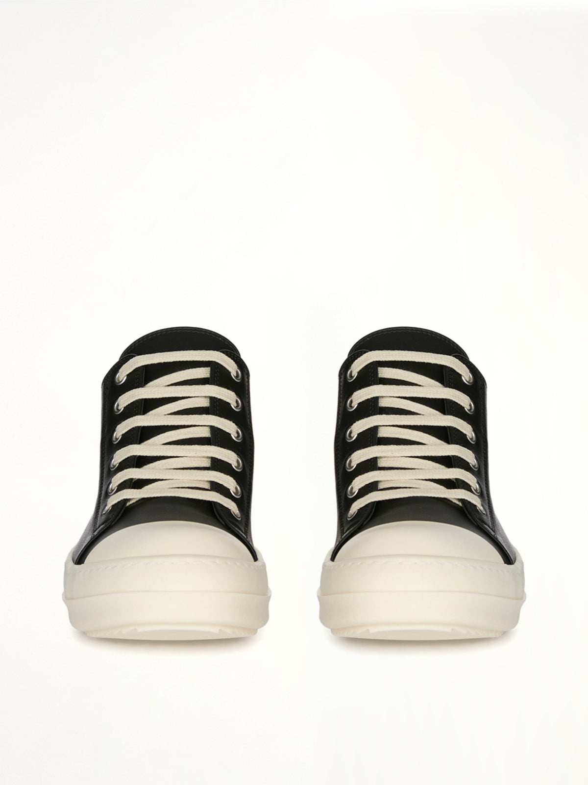Low Sneaks in Black/Milk Front View | RICK OWENS