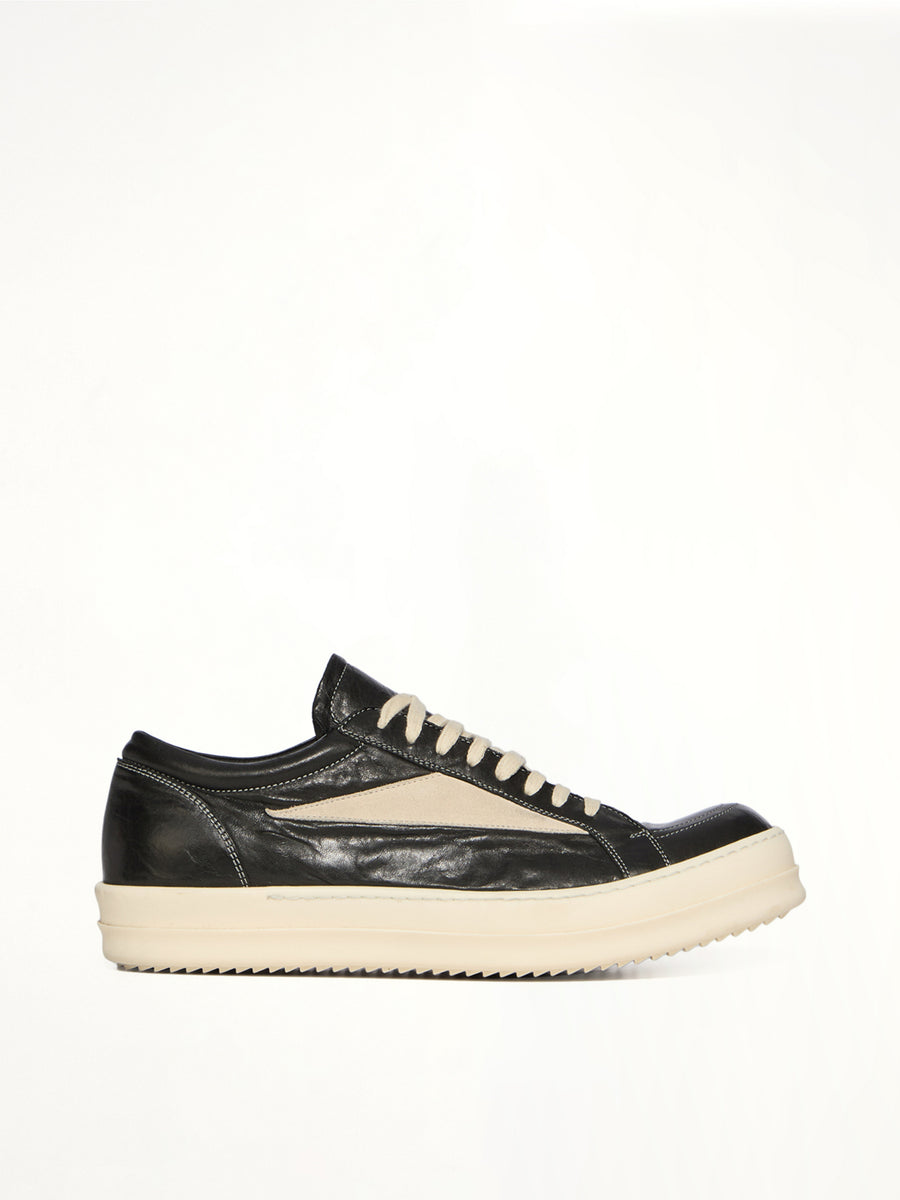 Vintage Lamb Sneaks in Black/Milk Side View | RICK OWENS