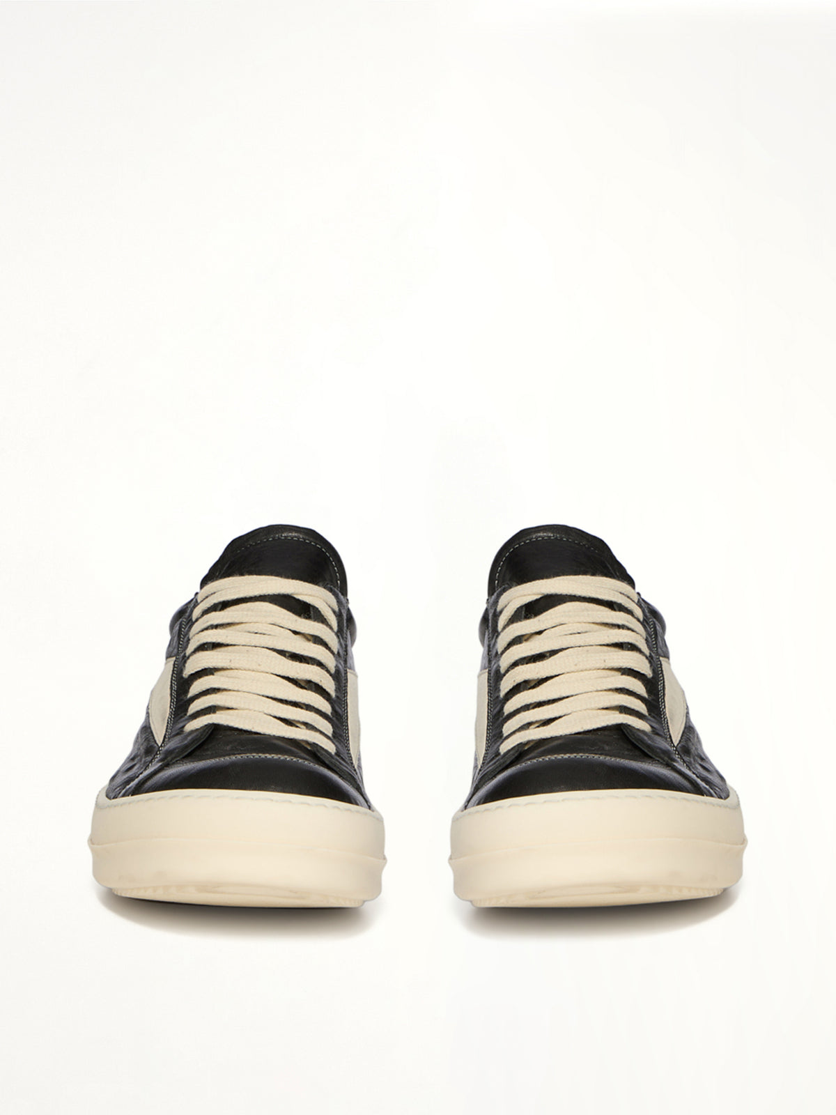 Vintage Lamb Sneaks in Black/Milk Front View | RICK OWENS
