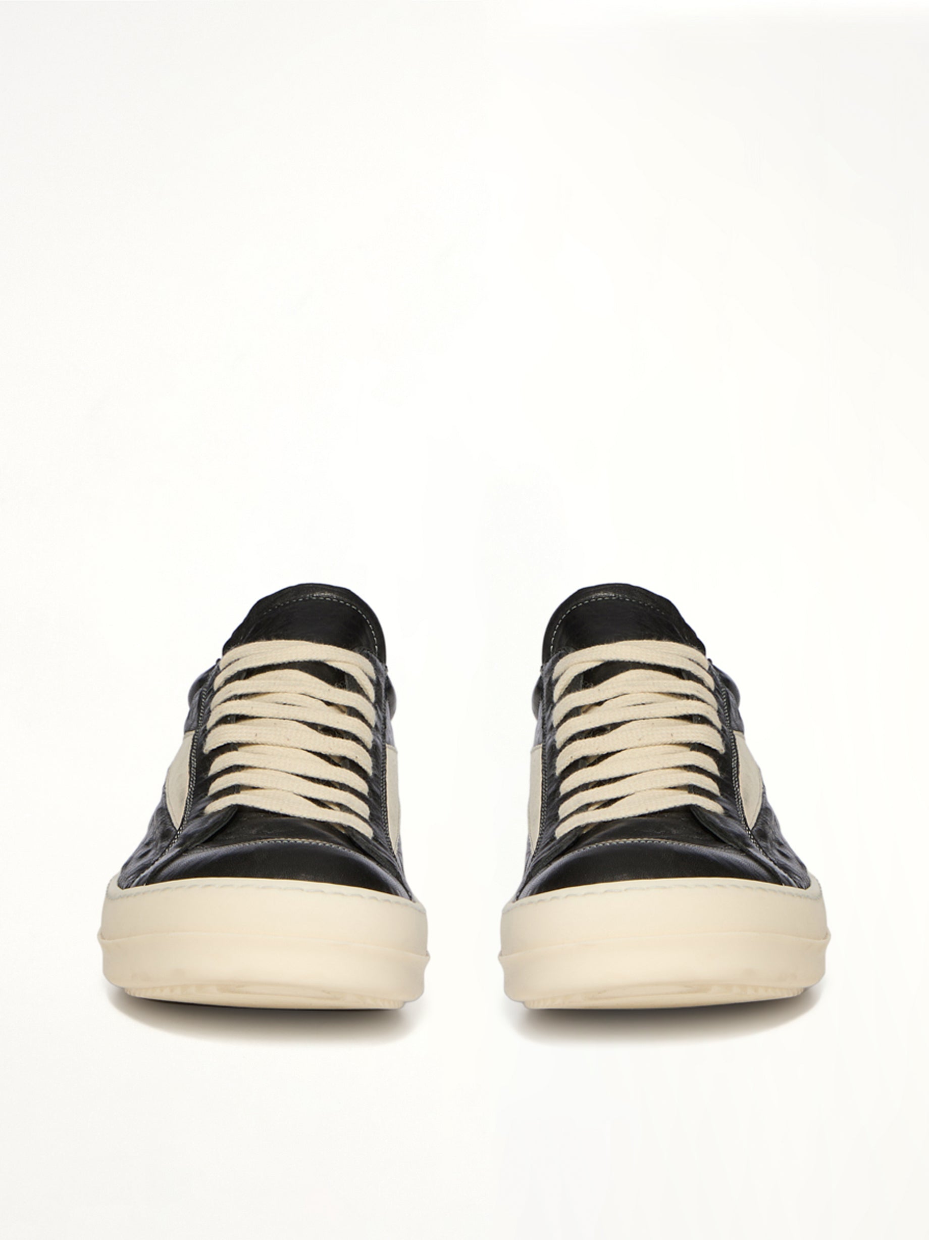 Vintage Lamb Sneaks in Black/Milk Front View | RICK OWENS