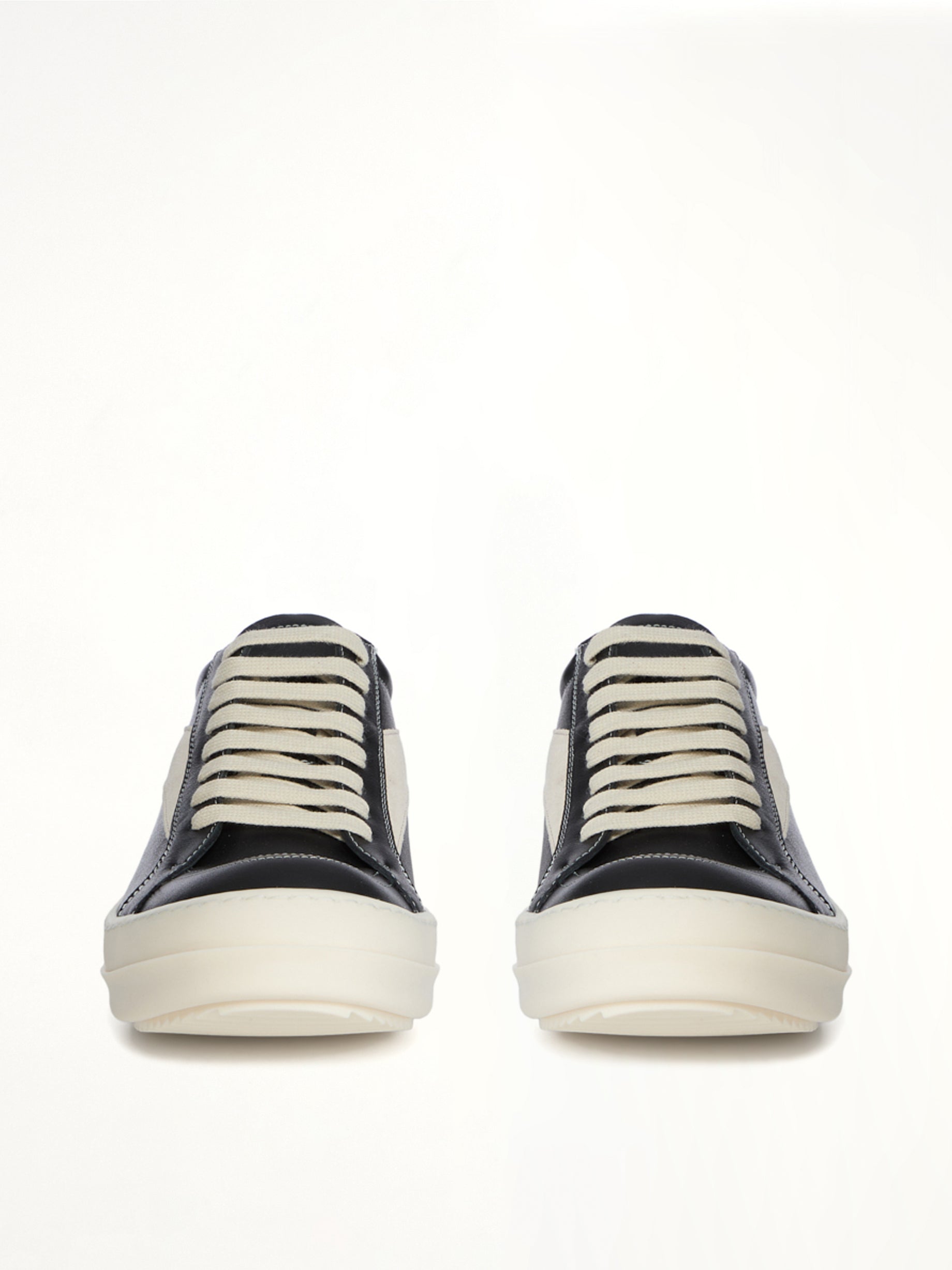 Vintage Calf Sneaks in Black/Milk Front View | RICK OWENS