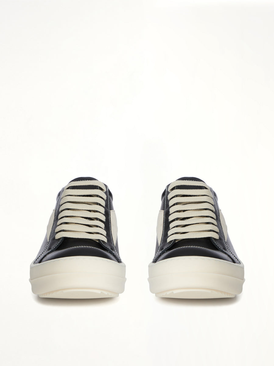 Vintage Calf Sneaks in Black/Milk Front View | RICK OWENS