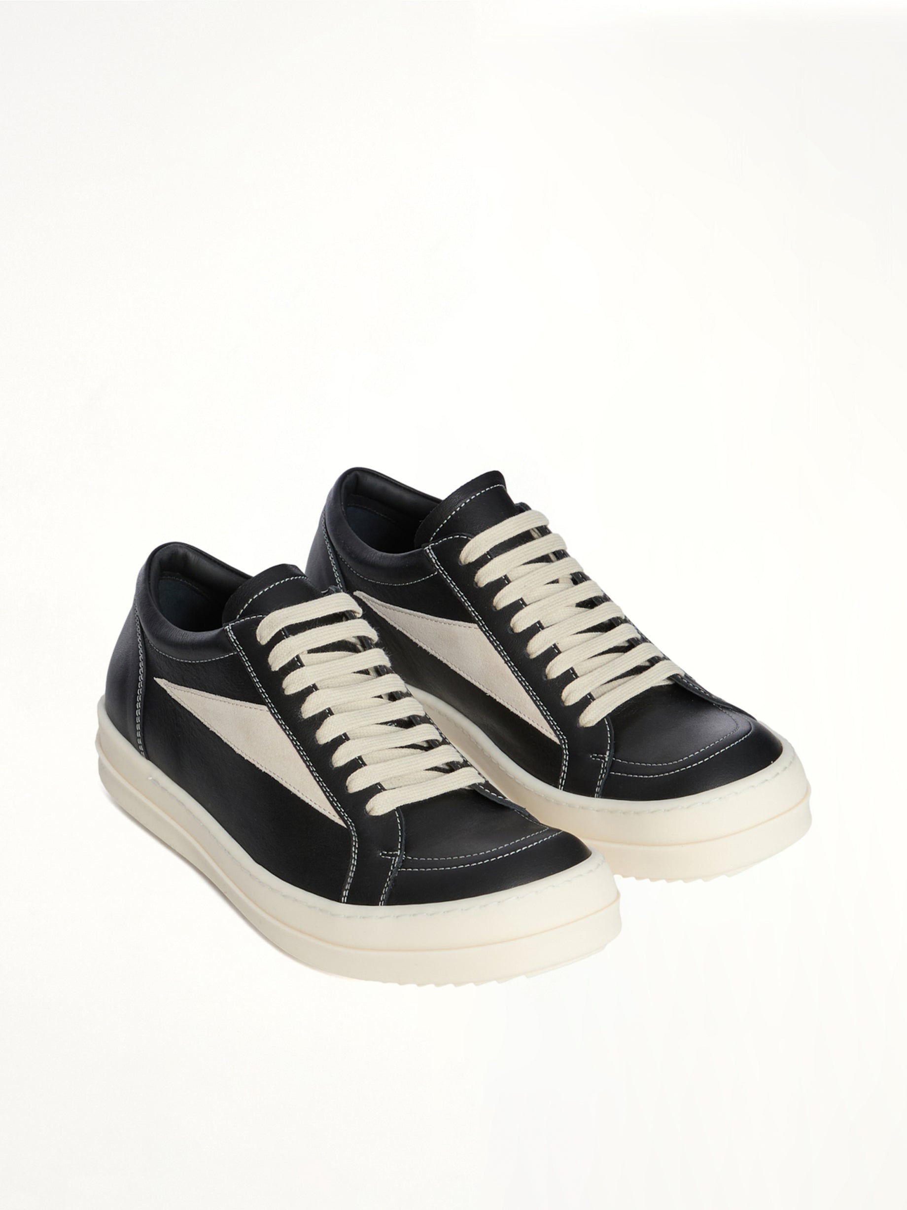 Vintage Calf Sneaks in Black/Milk Top View | RICK OWENS