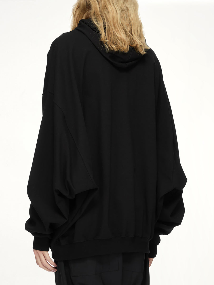 Heavy Jersey Hun Hoodie in Black