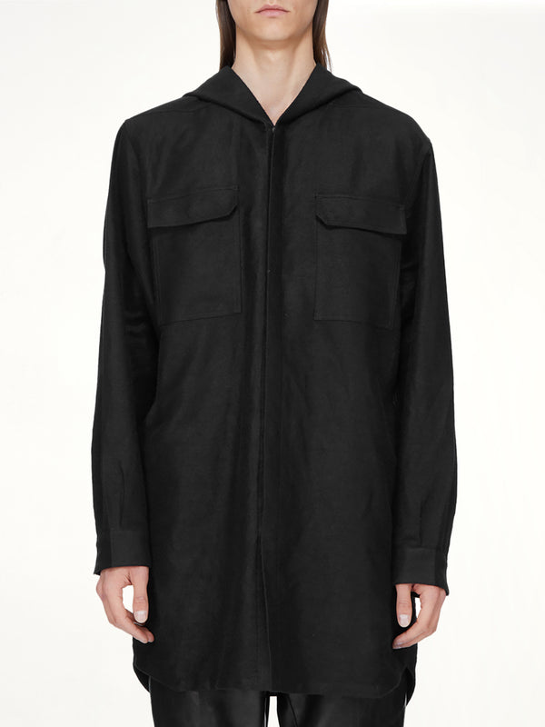 Moleskin Hooded Outershirt in Black