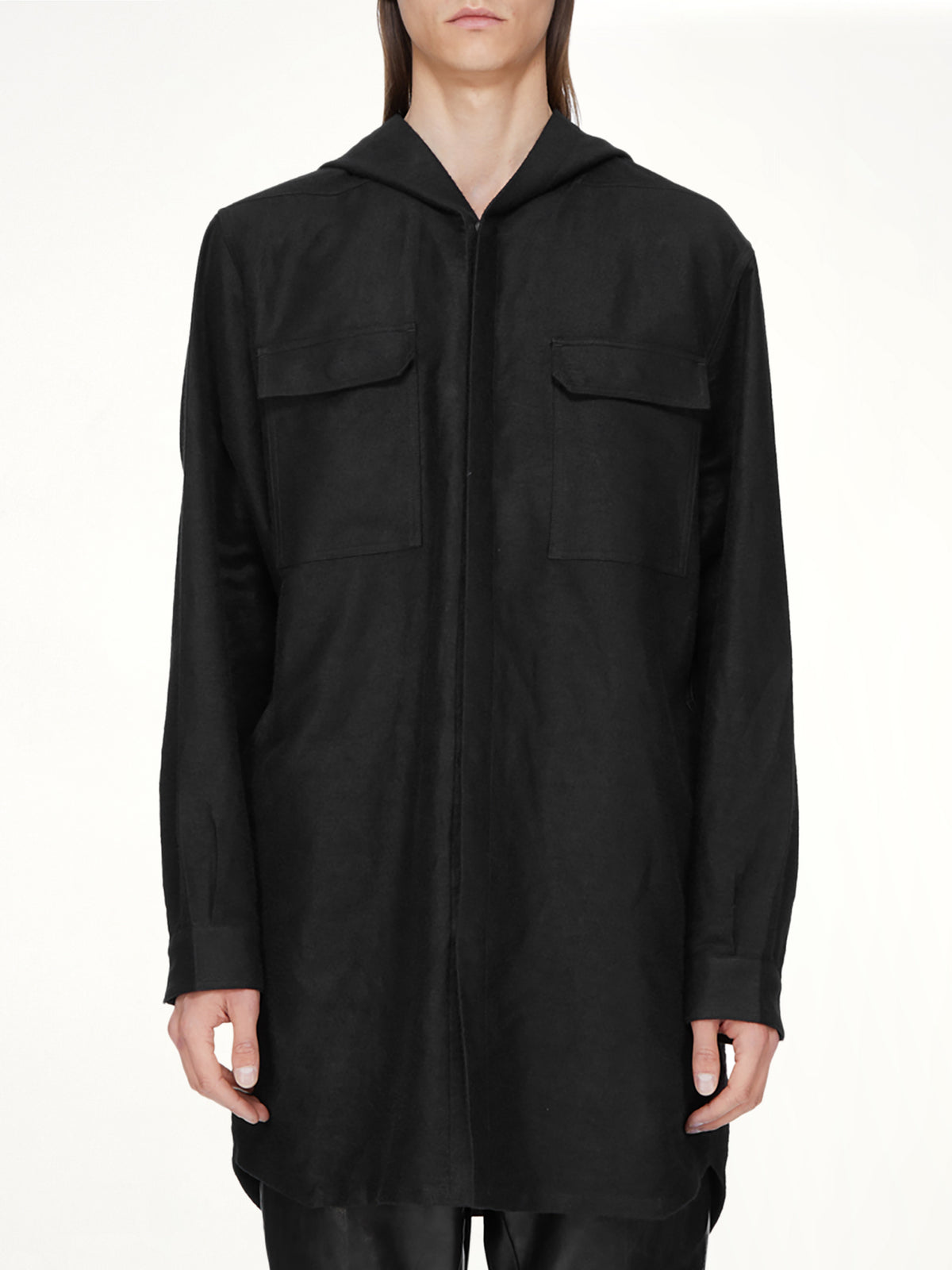 Moleskin Hooded Outershirt in Black