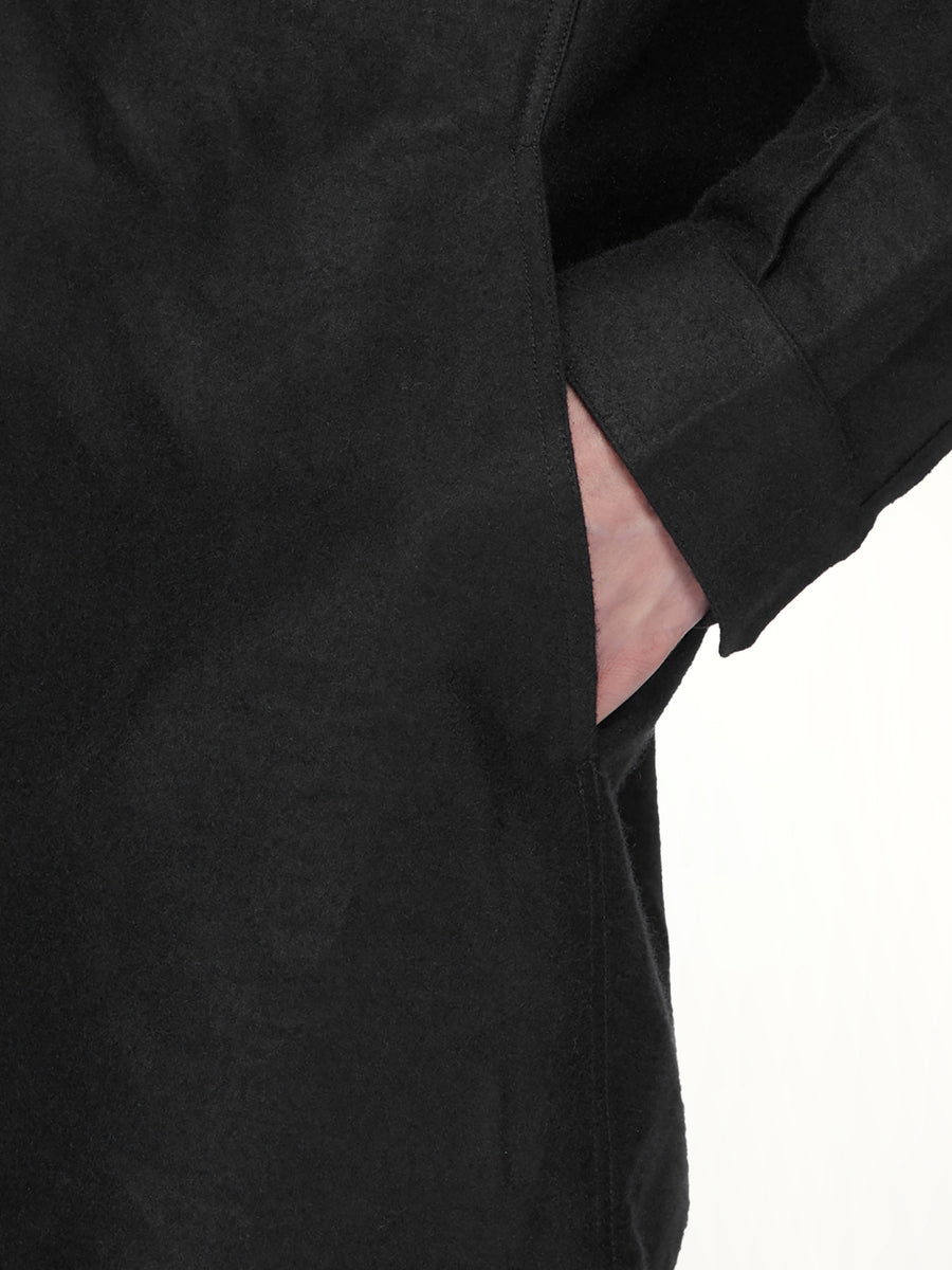 Moleskin Hooded Outershirt in Black