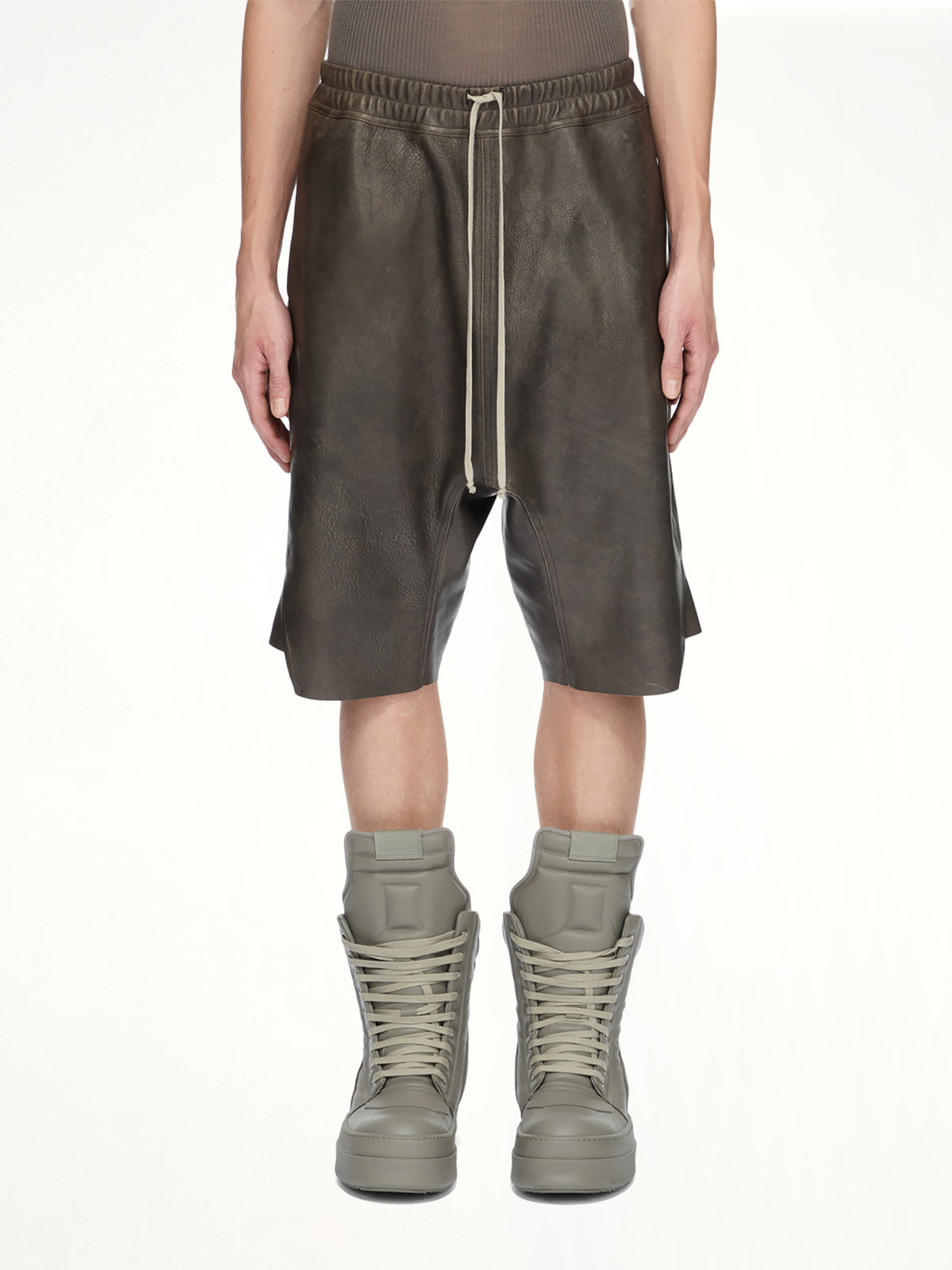 Basket Swingers Leather Shorts in Washed Black
