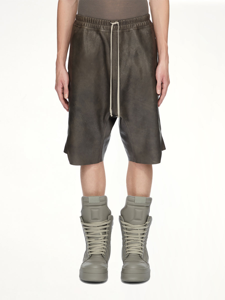 Basket Swingers Leather Shorts in Washed Black