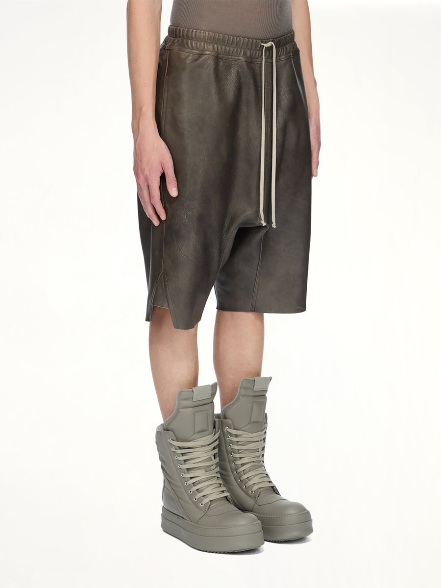 Basket Swingers Leather Shorts in Washed Black