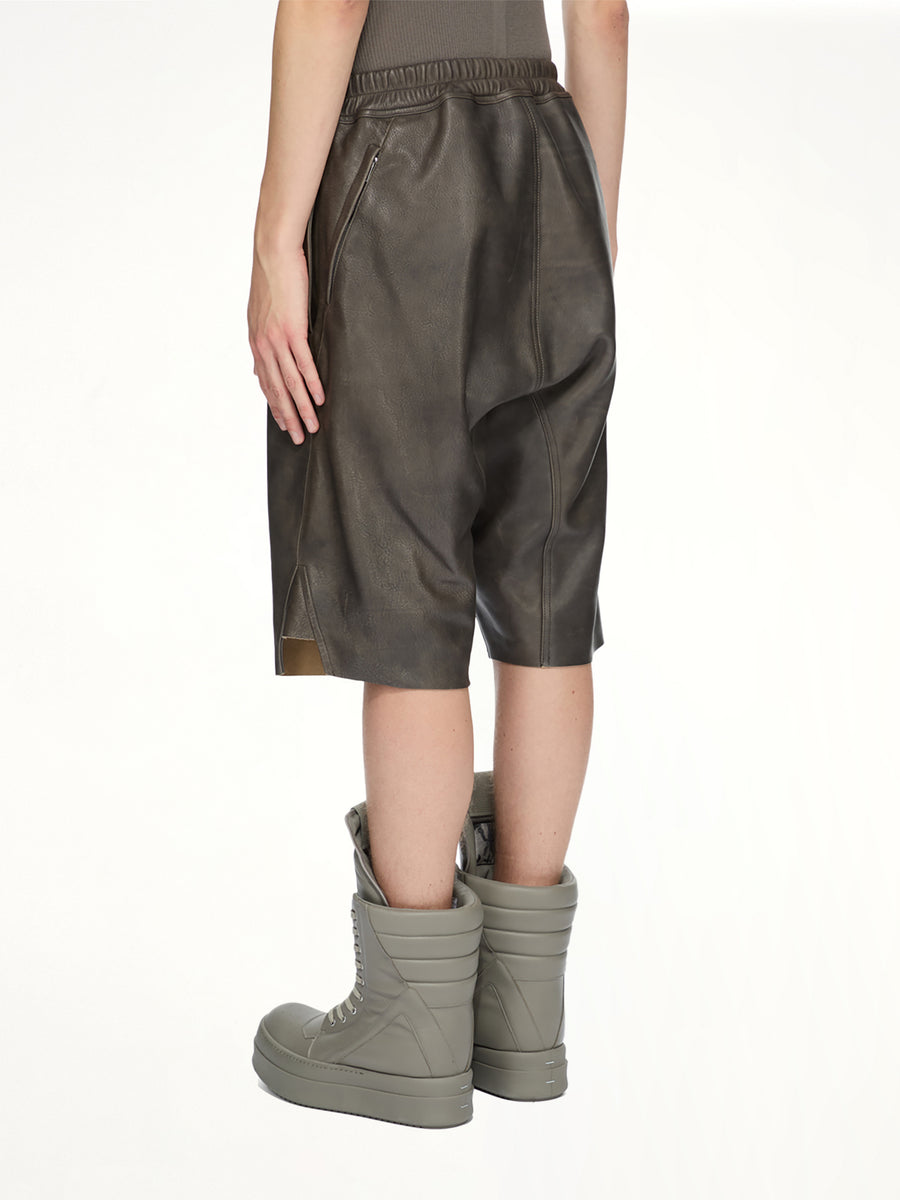 Basket Swingers Leather Shorts in Washed Black