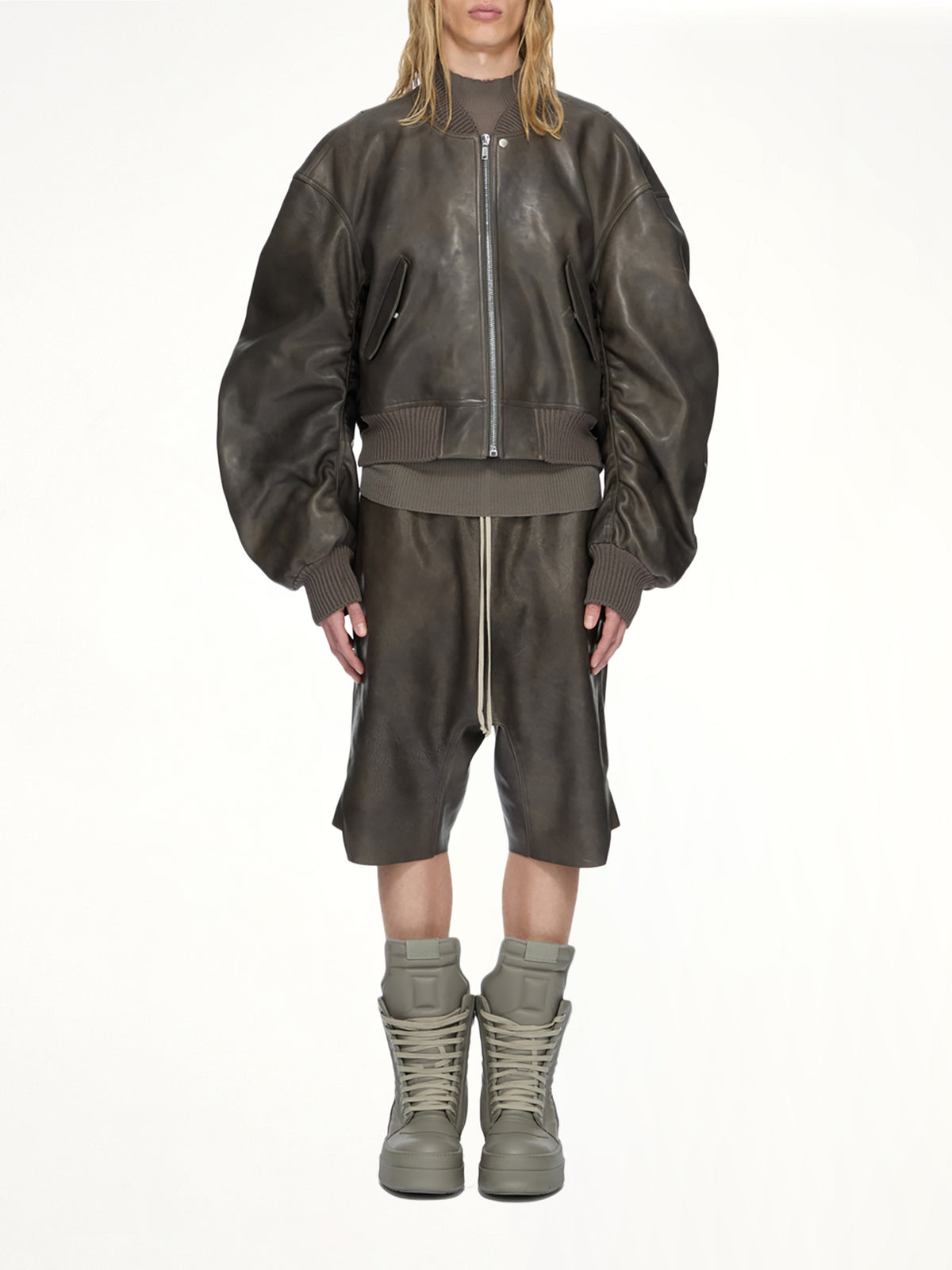 Basket Swingers Leather Shorts in Washed Black