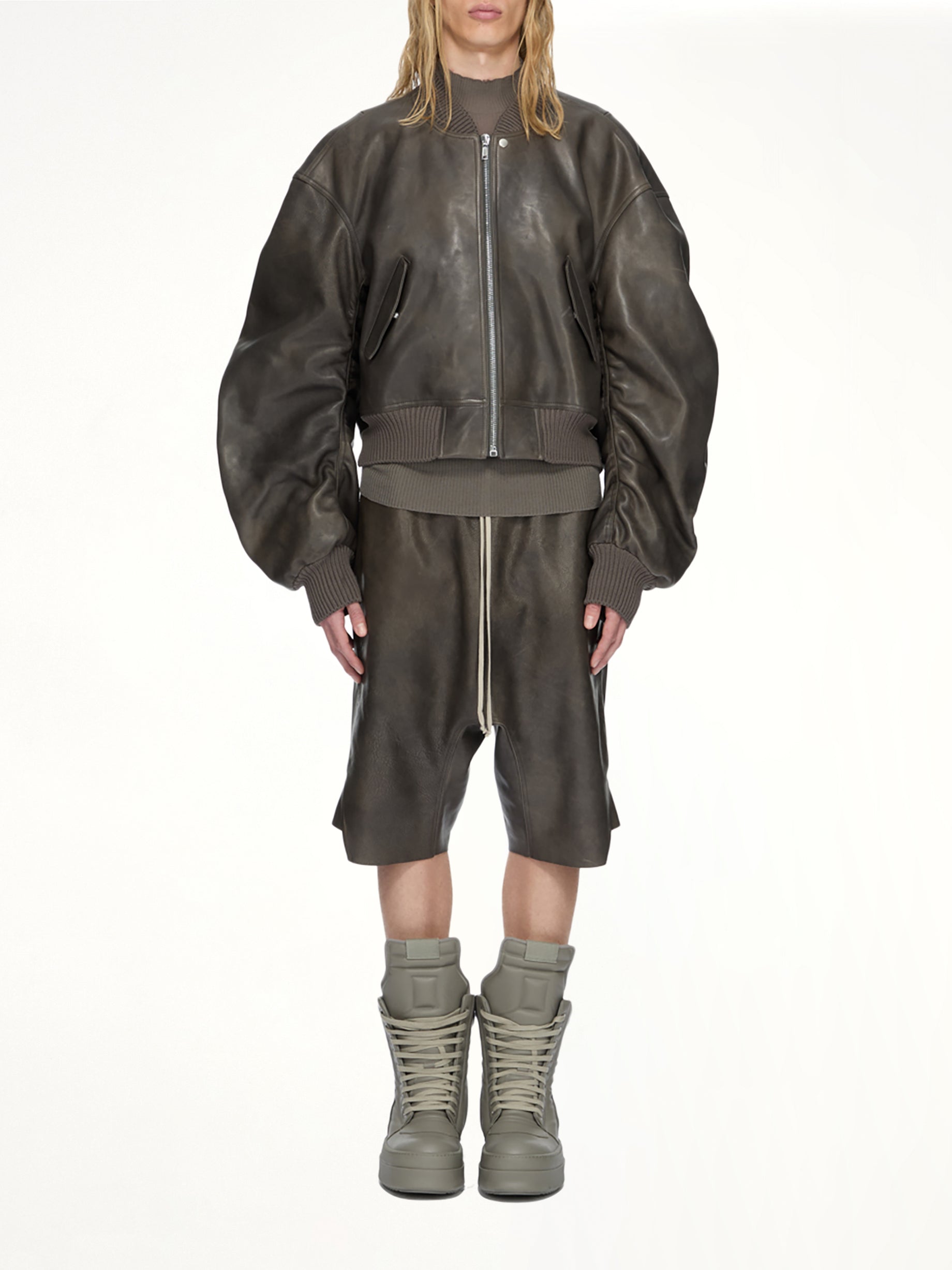 Basket Swingers Leather Shorts in Washed Black