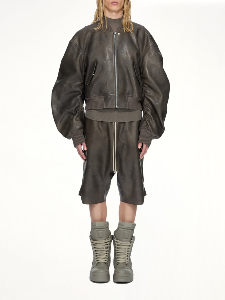 Basket Swingers Leather Shorts in Washed Black