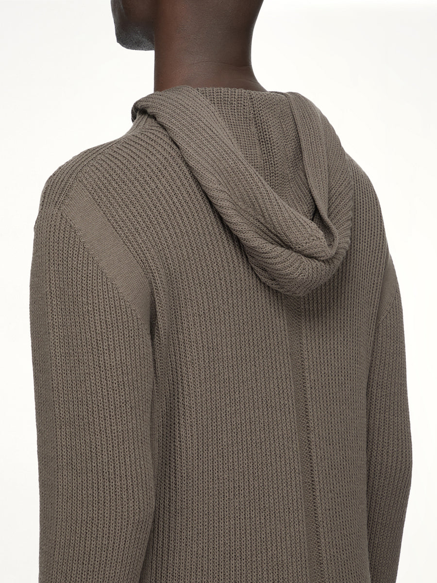 Heavy Wool Zipped Hoodie in Dark Dust