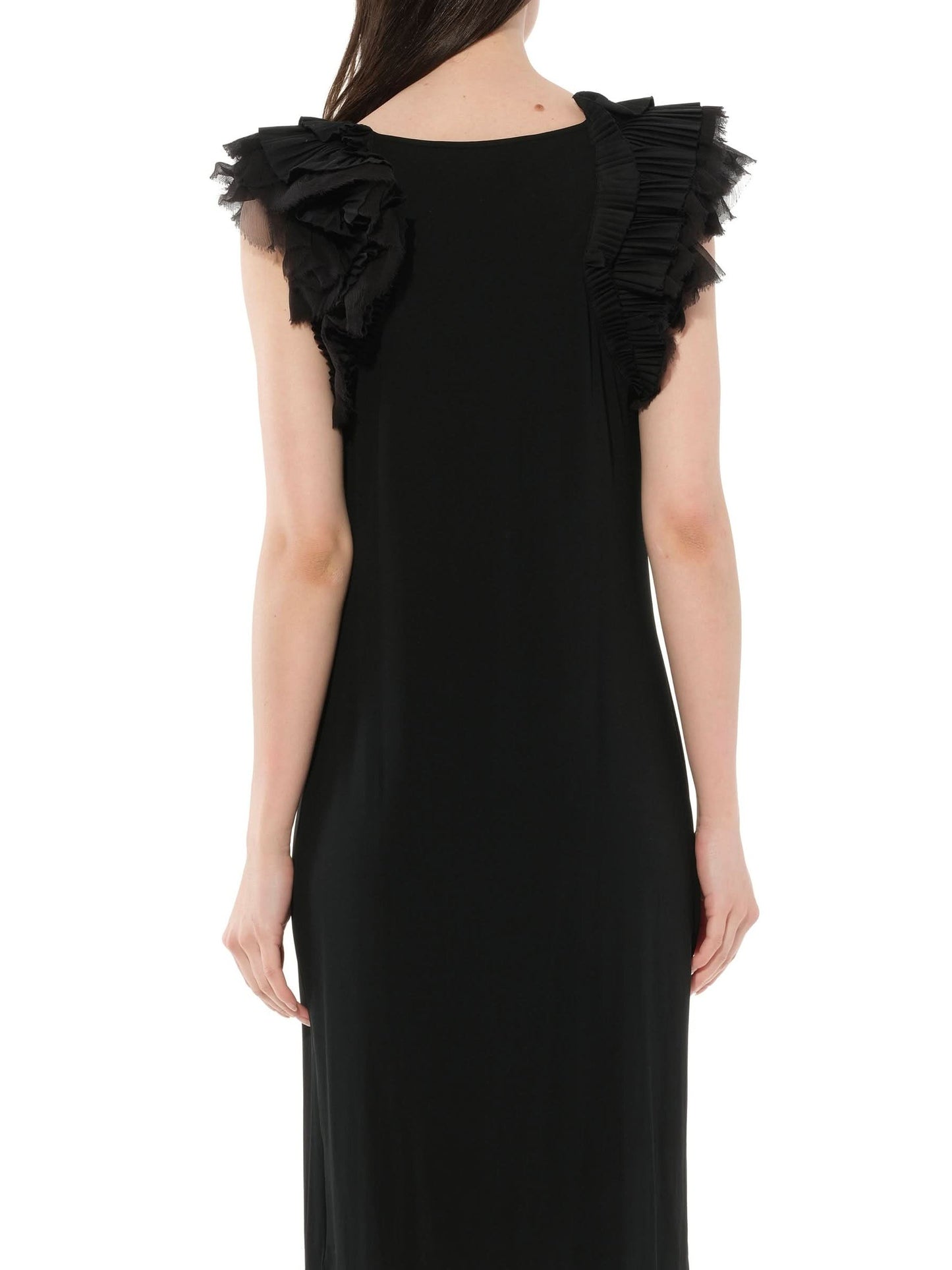 Ruffle Strap Dress in Black