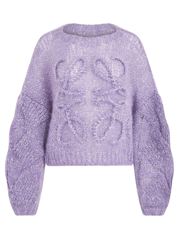 Cropped Anagram Mohair Sweater in Lavender