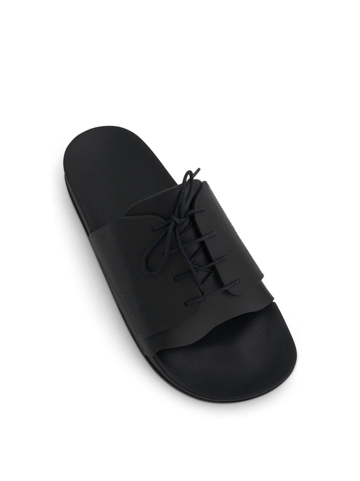 Lace Up Pool Slides in Black Back View | MAISON MARGIELA