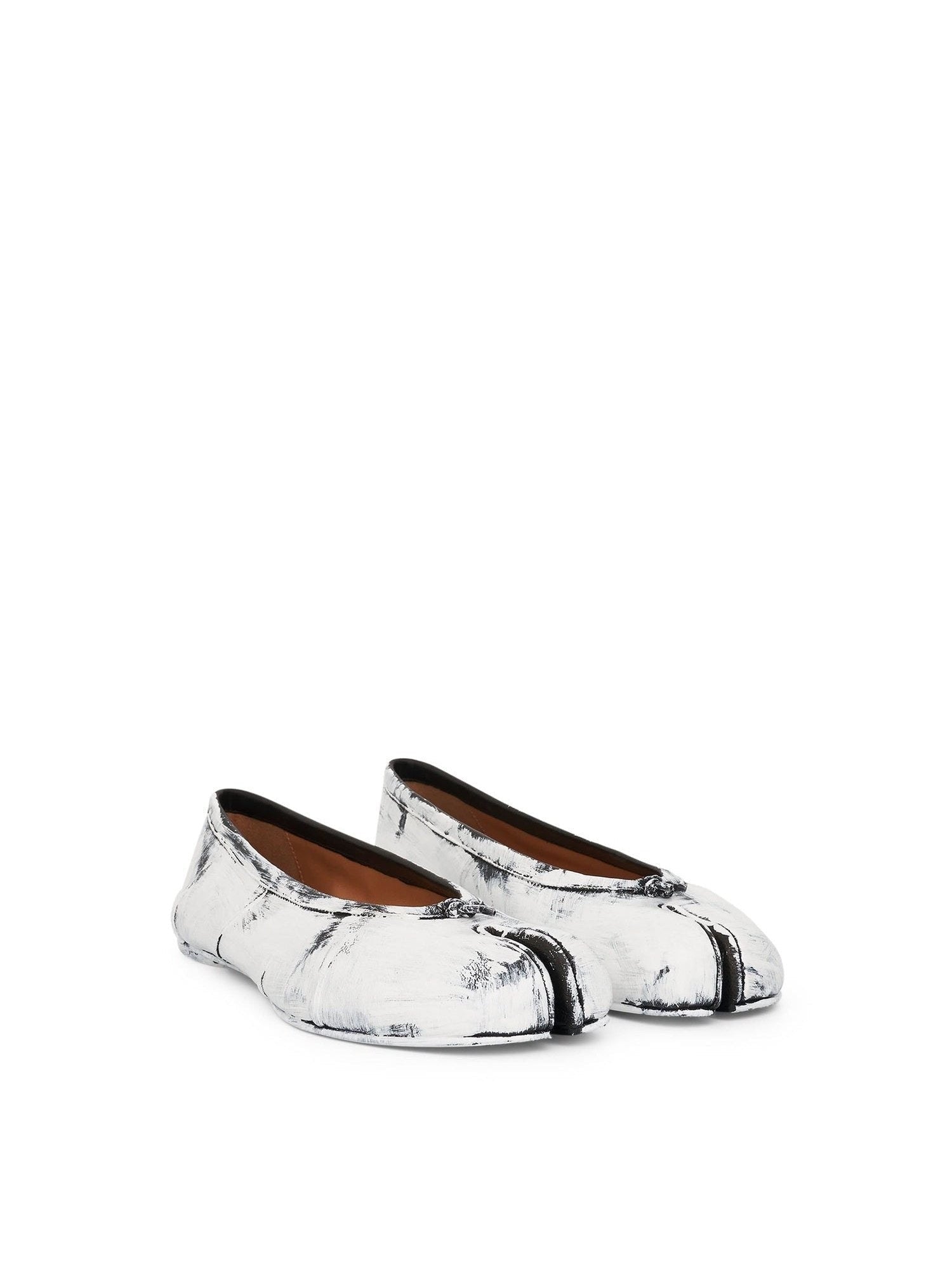 New Tabi Ballerina Shoes in Black/White Front View | MAISON MARGIELA