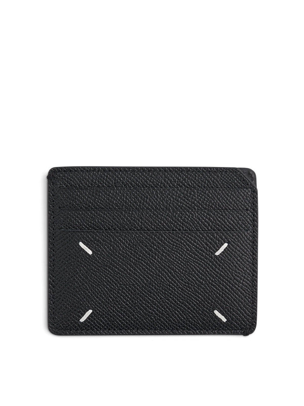 Maison Margiela Four Stitches Leather Card Holder in Black