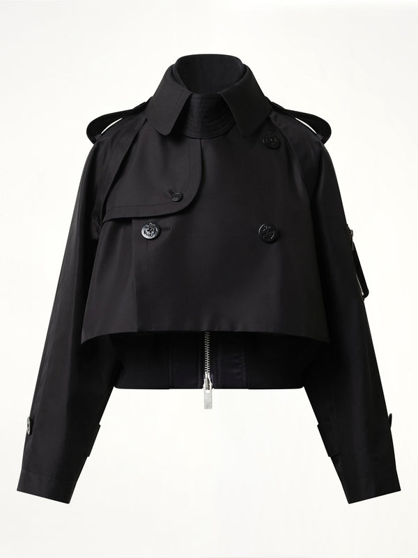 Cotton Gabardine x Nylon Twill Blouson in Black