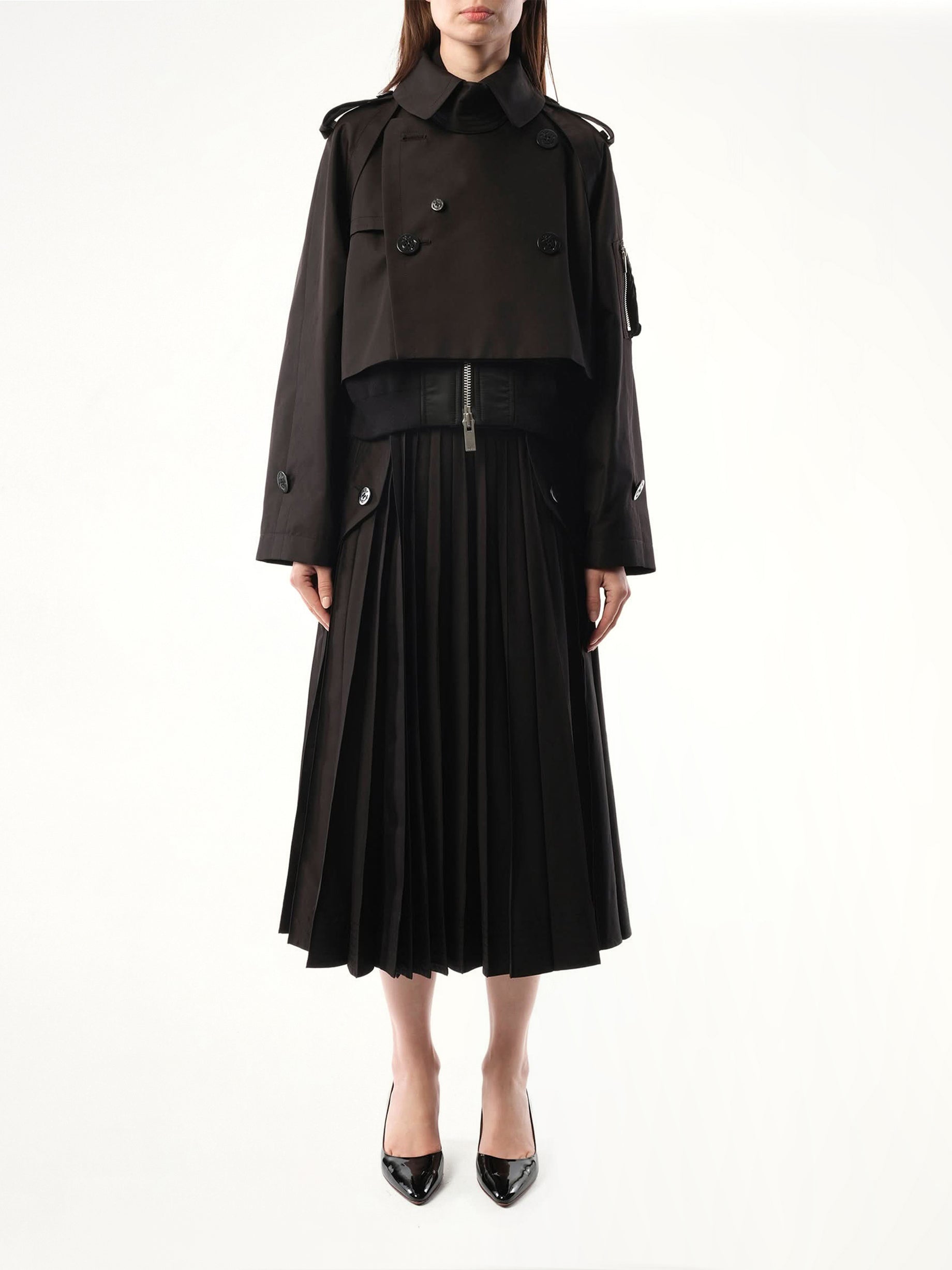 Cotton Gabardine x Nylon Twill Blouson in Black