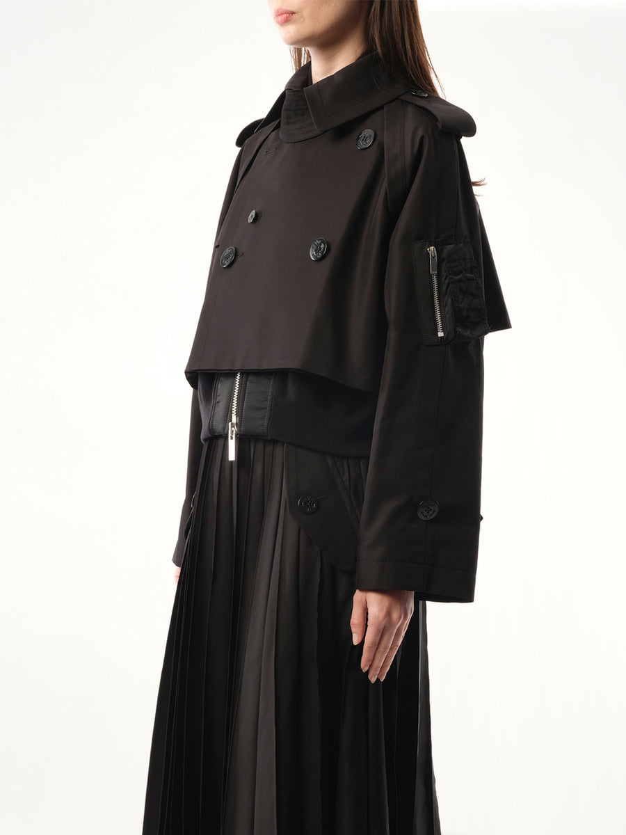 Cotton Gabardine x Nylon Twill Blouson in Black