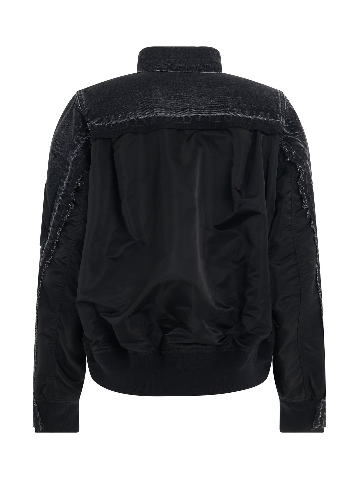 Denim & Nylon Twill Jacket in Black