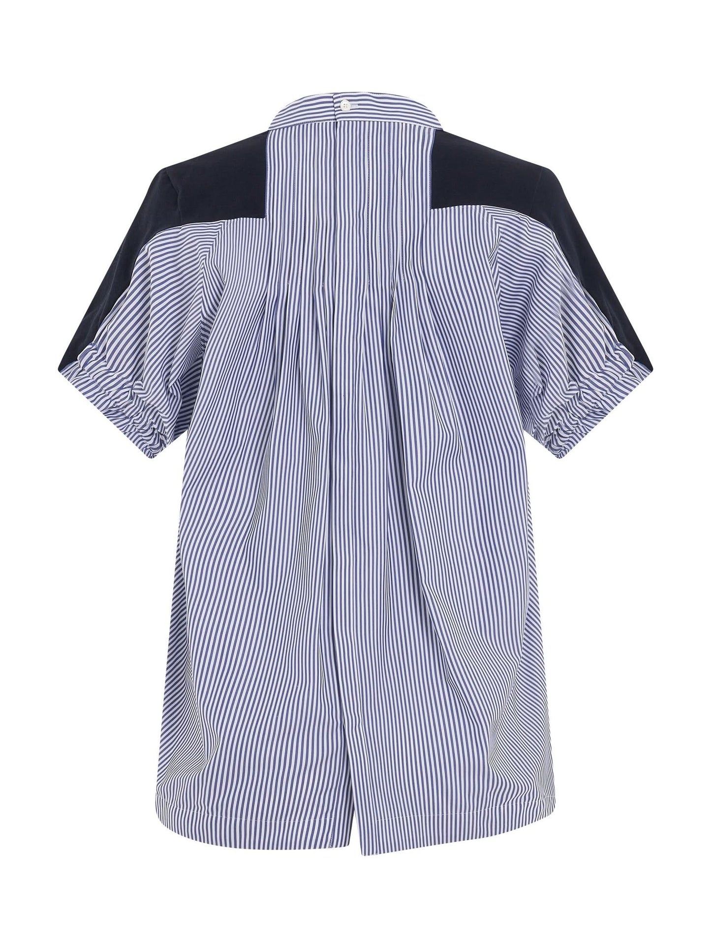 Panelled Cotton T-Shirt in Navy/Stripe