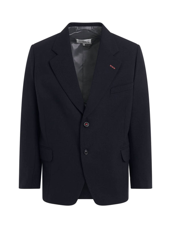 Maison Margiela Herringbone Wool Jacket in Navy