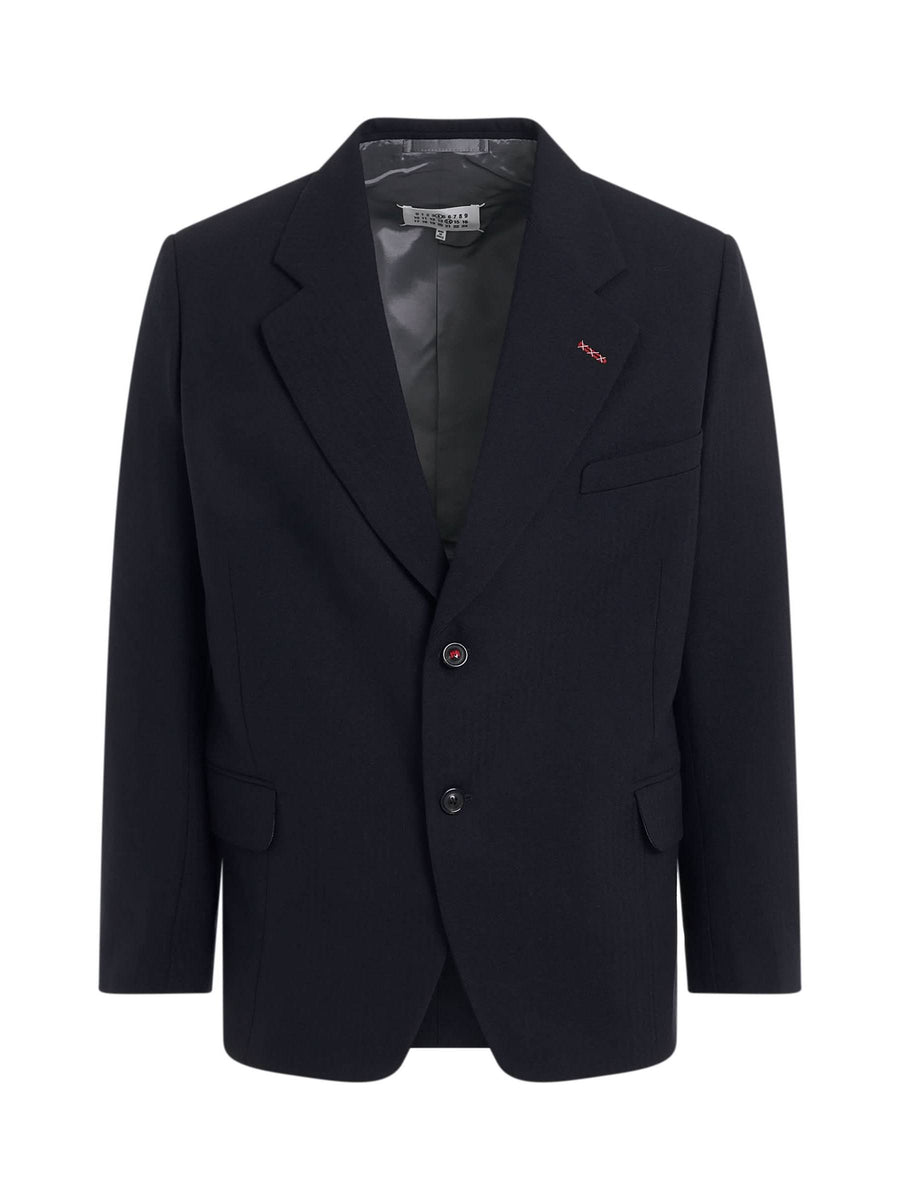 Maison Margiela Herringbone Wool Jacket in Navy