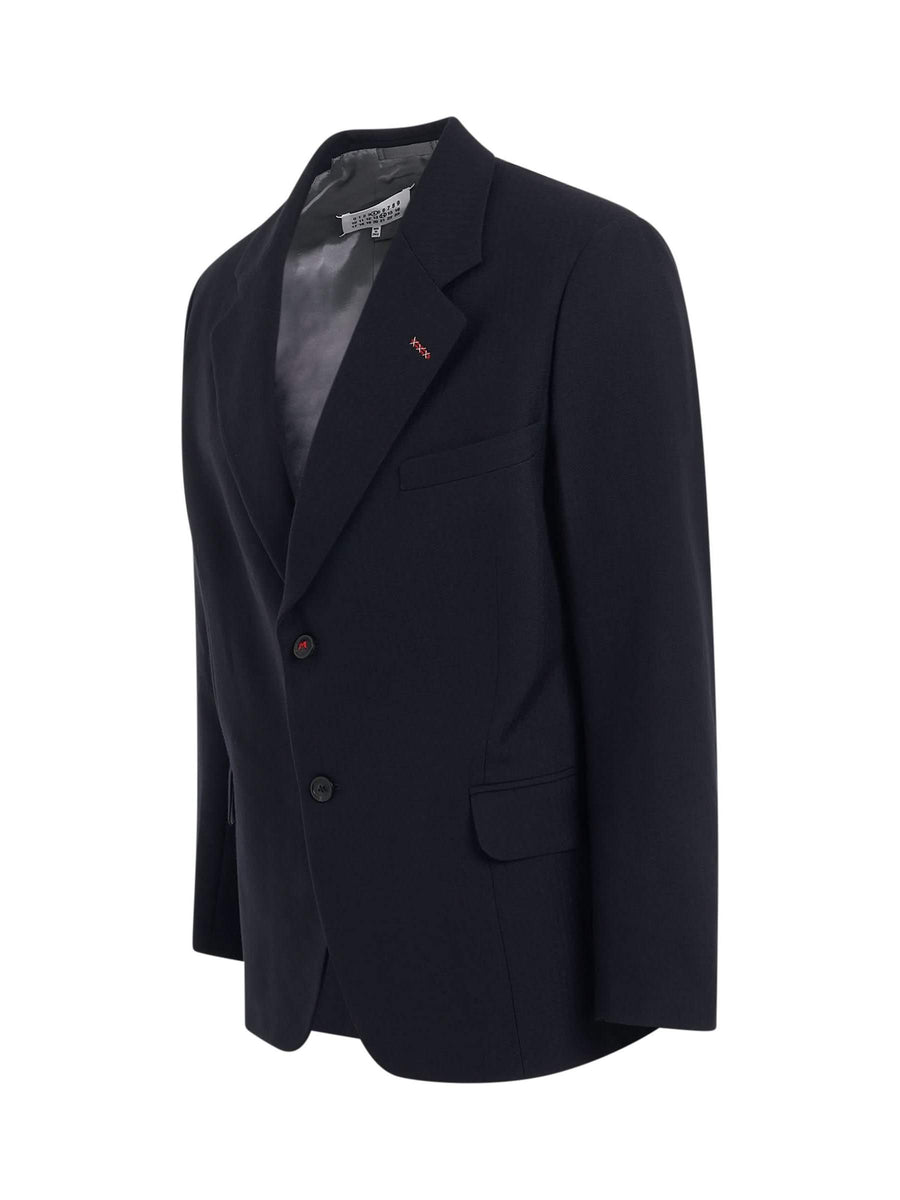 Maison Margiela Herringbone Wool Jacket in Navy