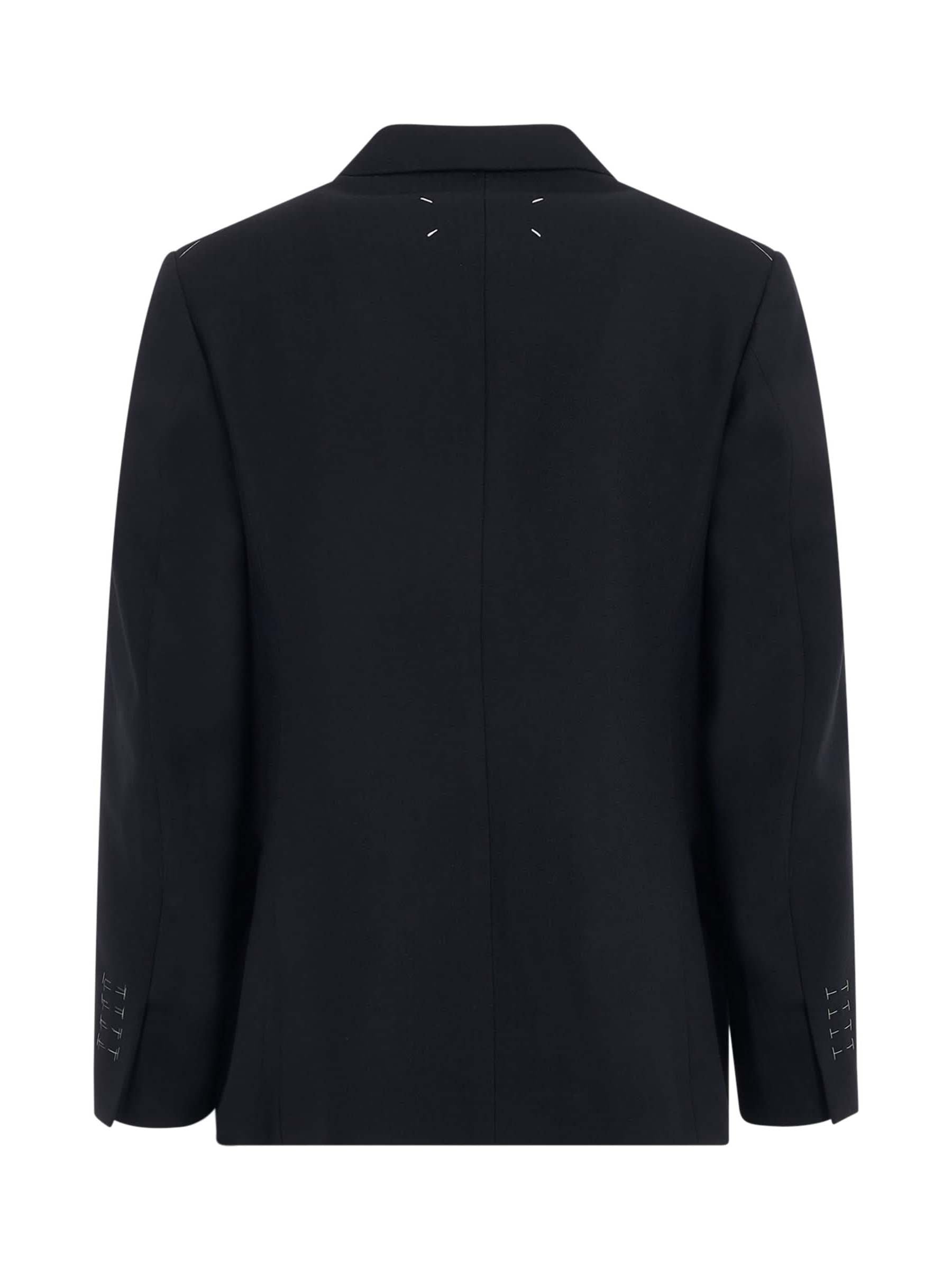 Maison Margiela Herringbone Wool Jacket in Navy