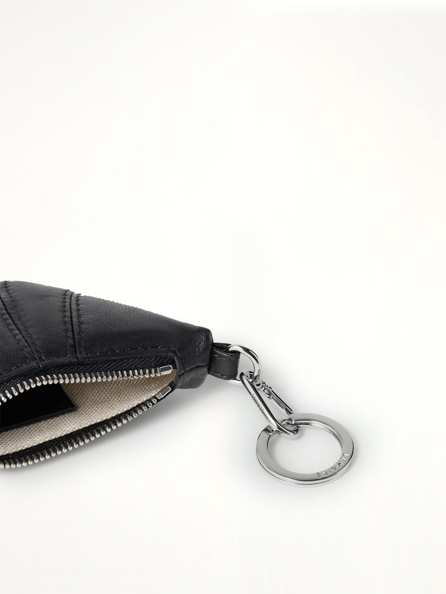 Mini Croissant Soft Nappa Keyring in Black