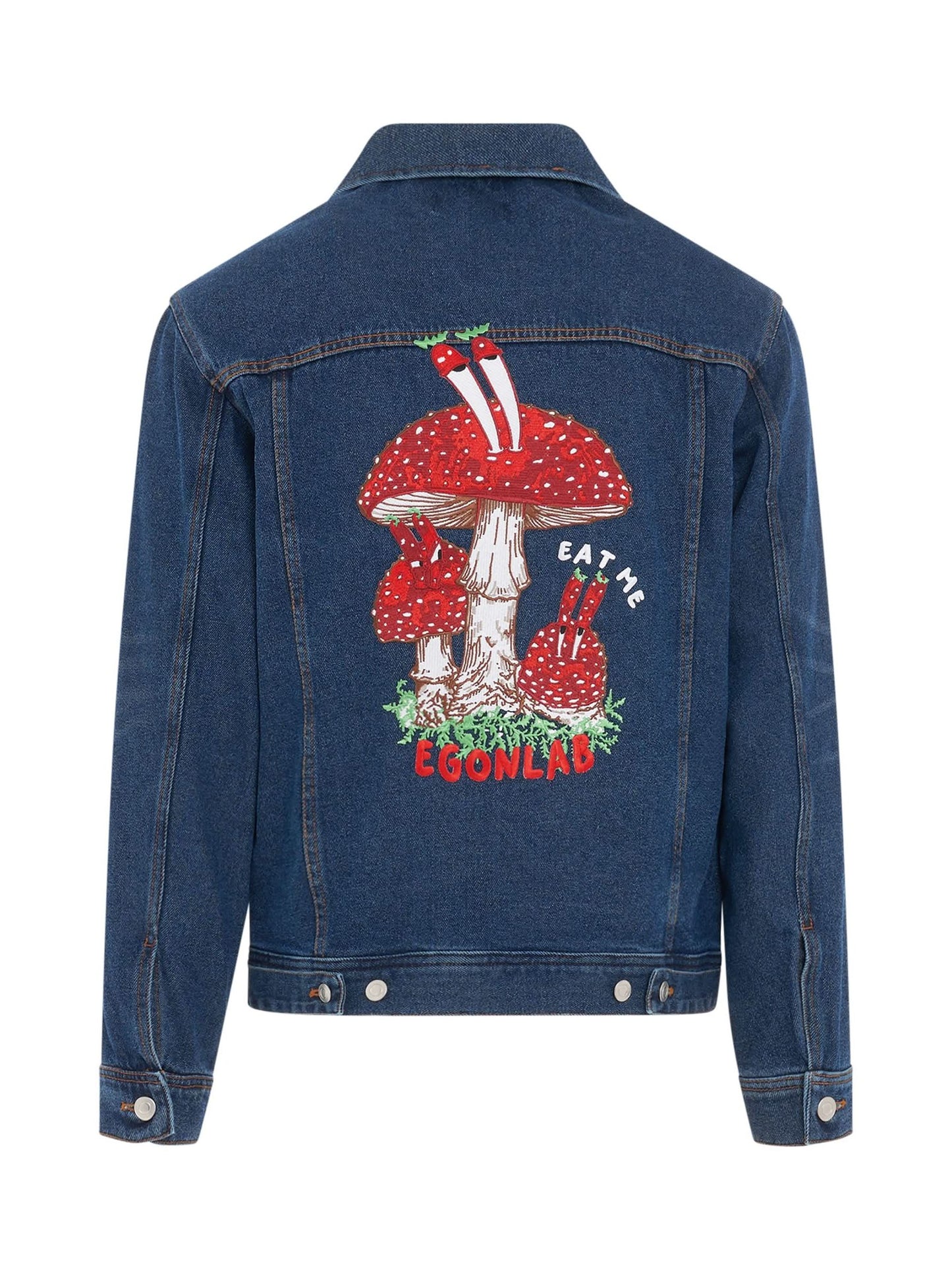 Eat Me Denim Jacket in Dark Stonewash