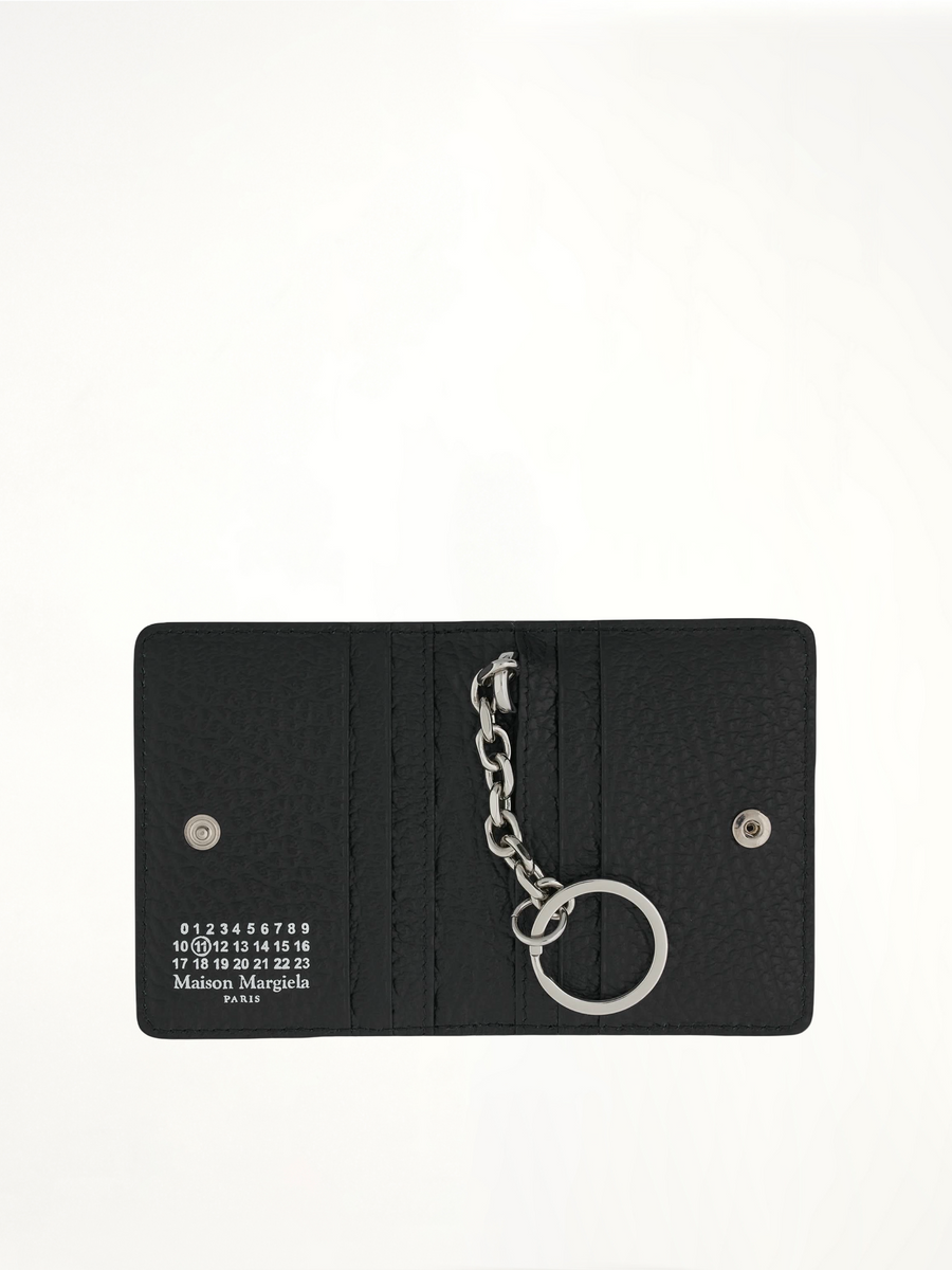 Four Stitch Logo Card Holder with Keyring in Black