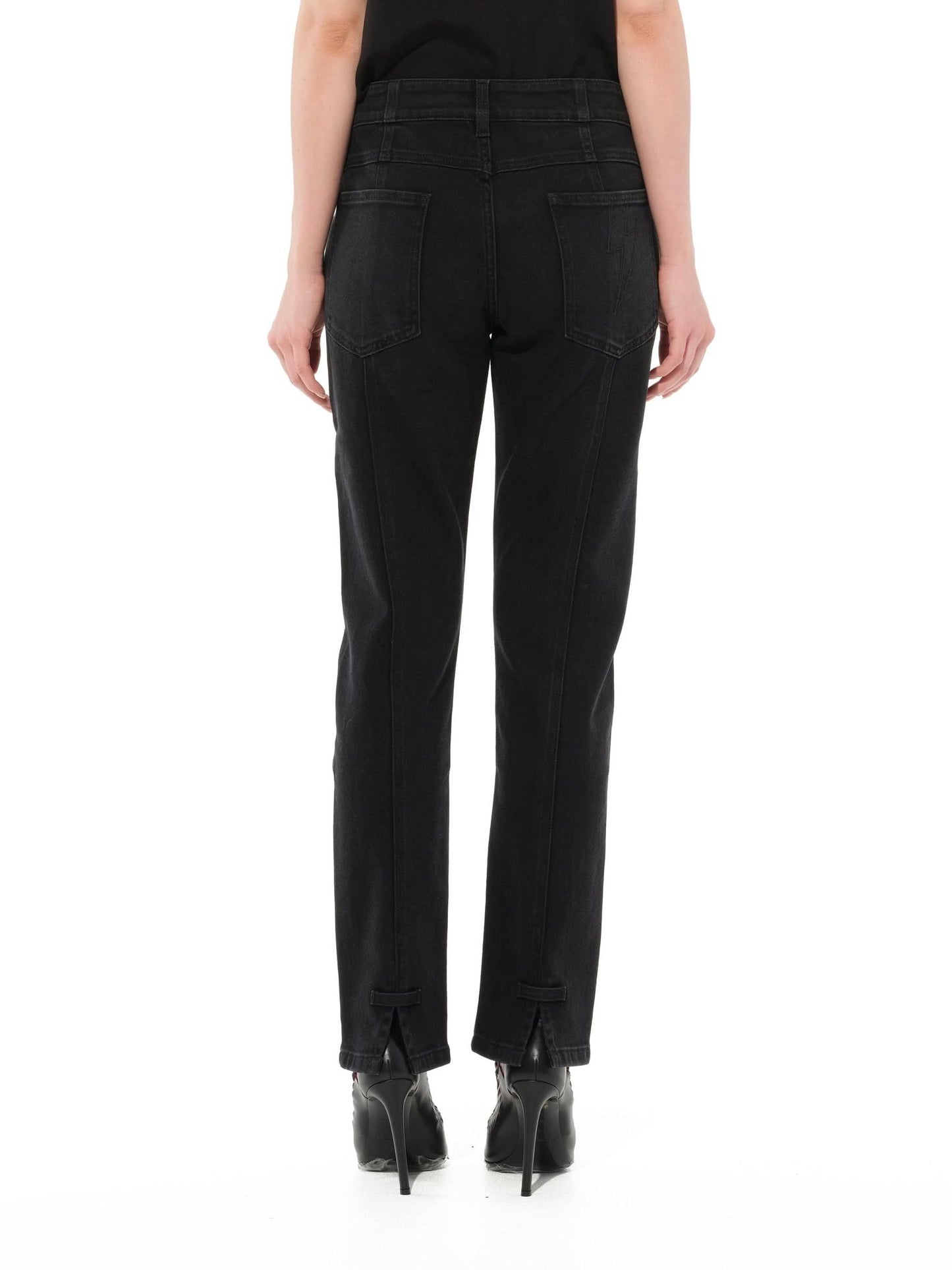 Stitched Skinny Jeans in Black