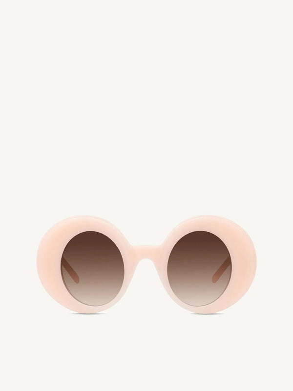 Round Sunglasses with Gradient Violet Lens in Shiny Pink