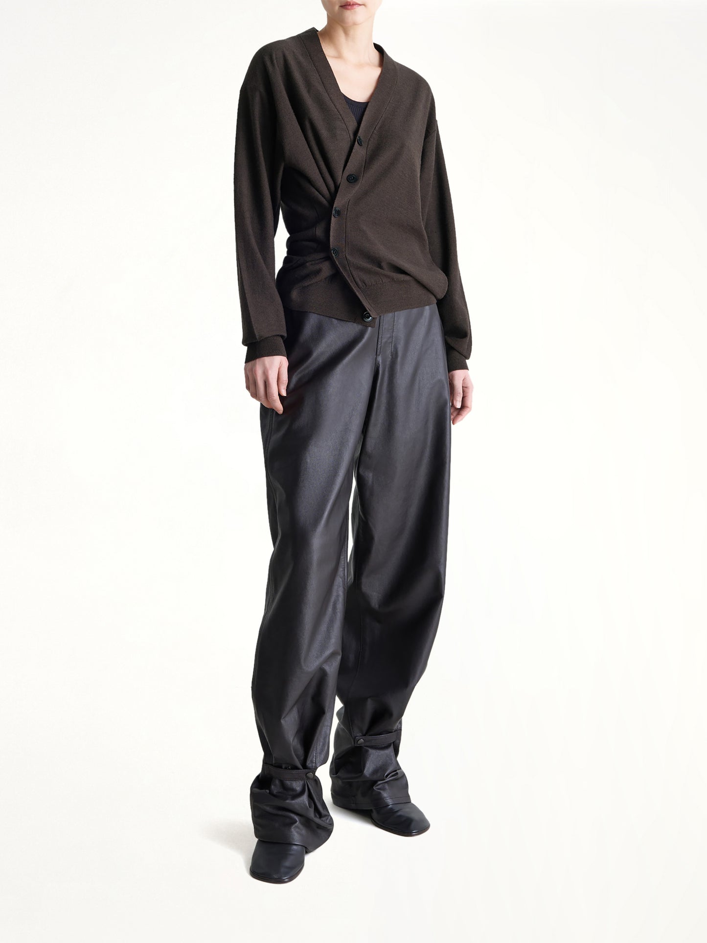 Relaxed Twisted Cardigan in Dark Cacao