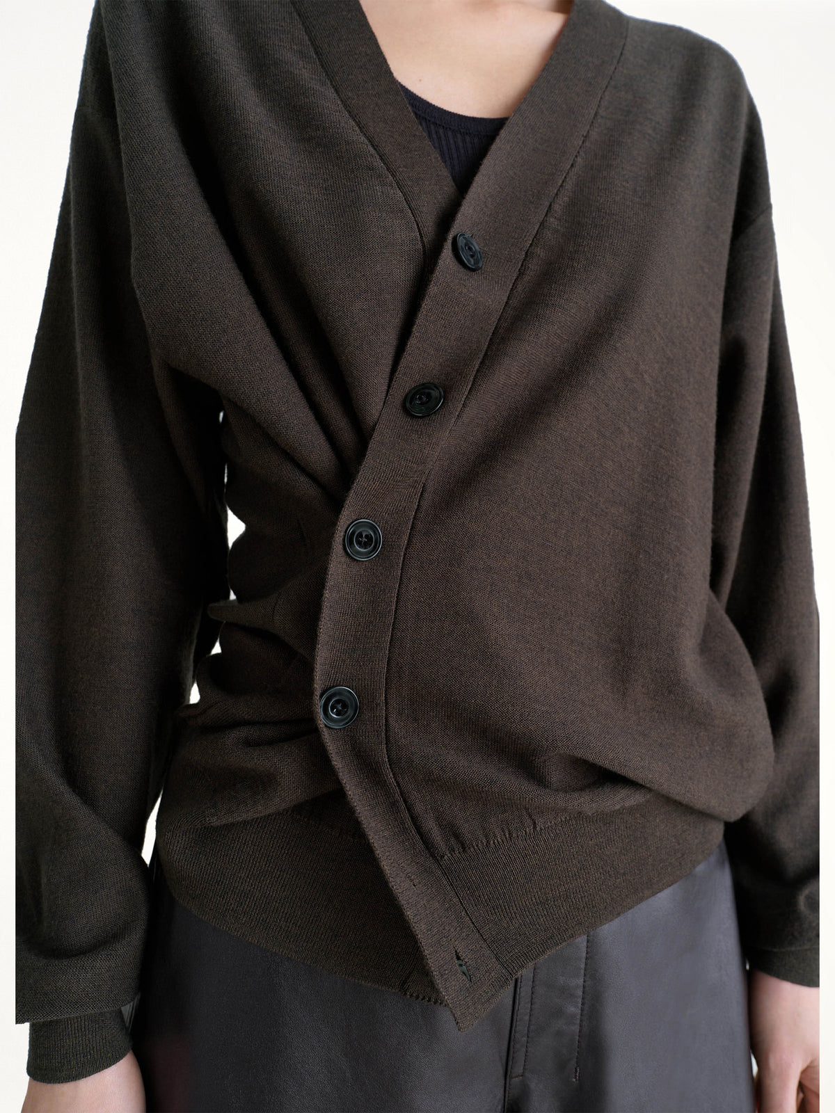 Relaxed Twisted Cardigan in Dark Cacao