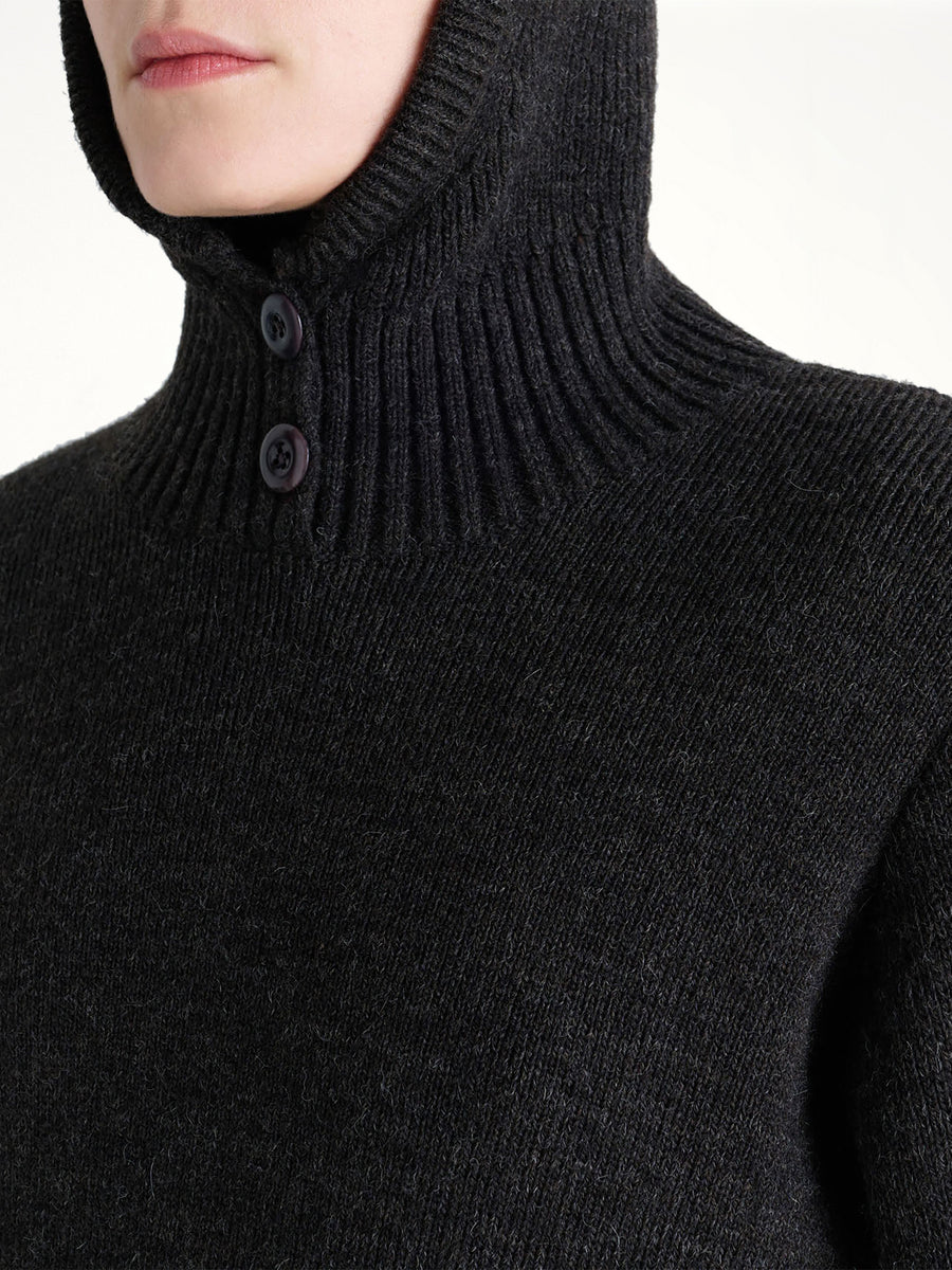 Sweater With Hood in Dark Espresso