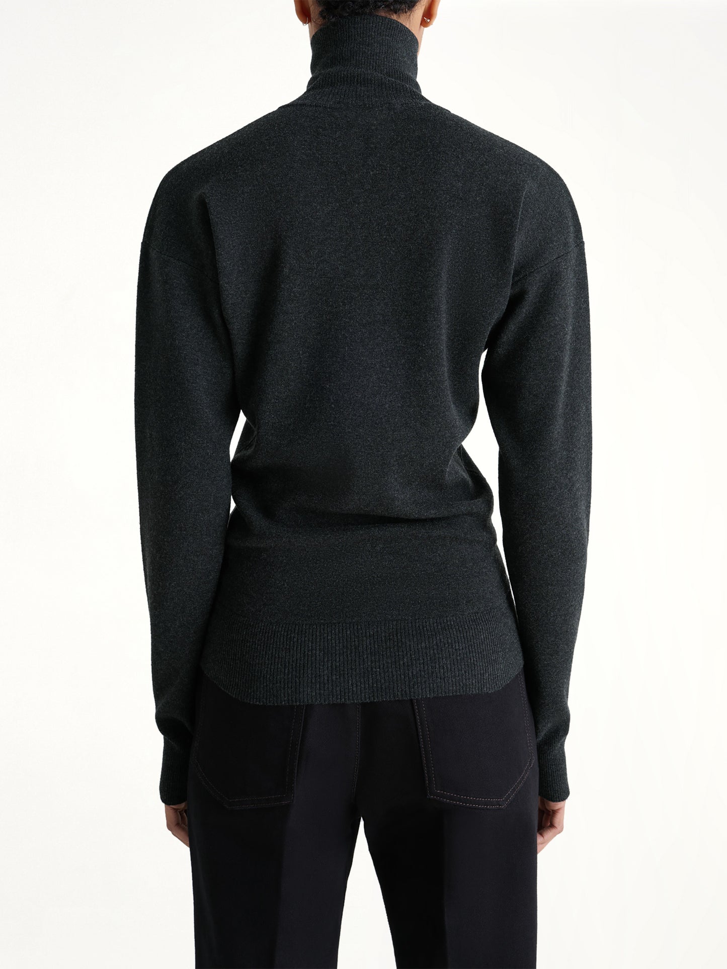 Buttoned Fitted Cardigan in Anthracite Melange