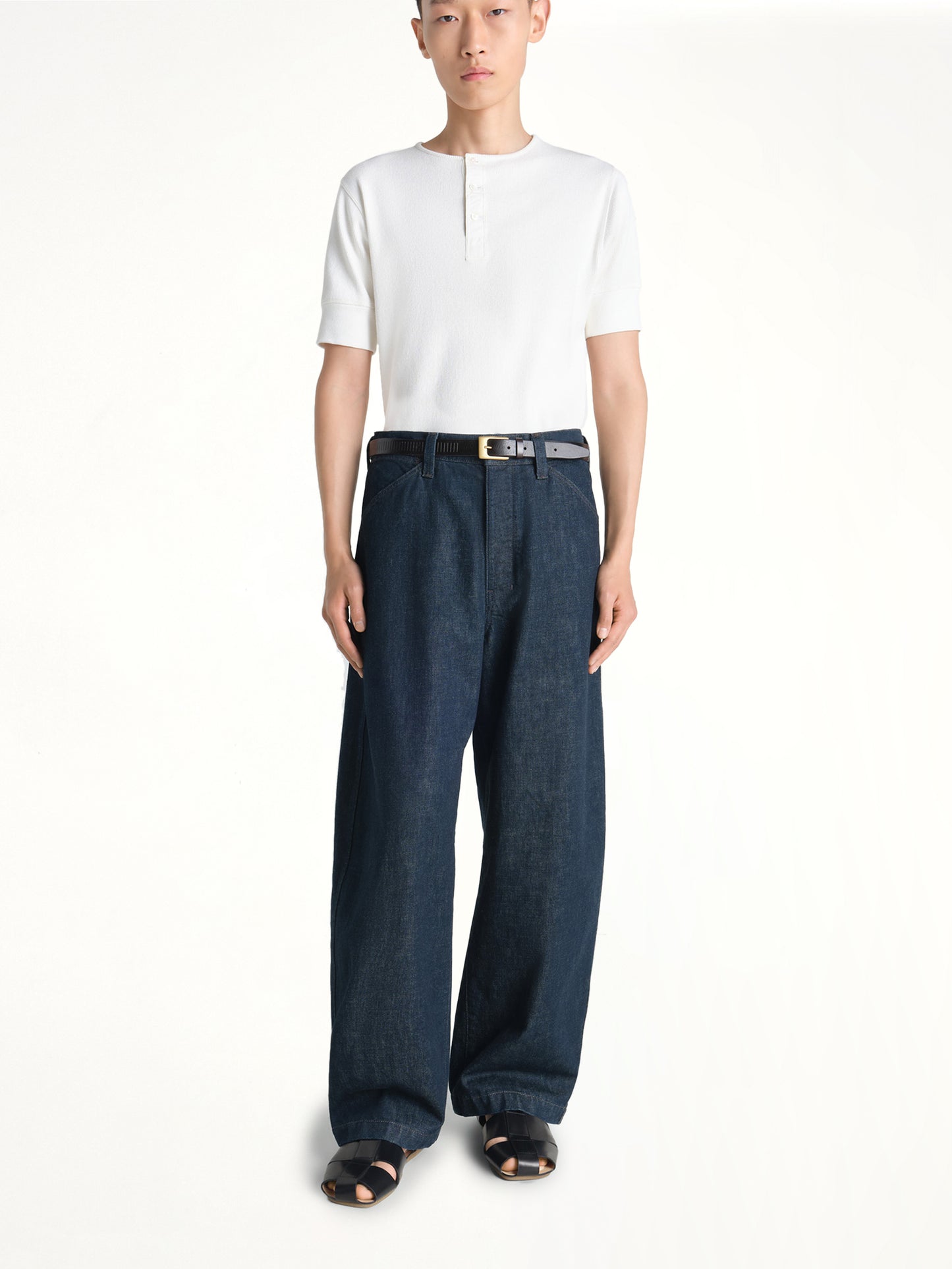 Rib Henley Top in Milk