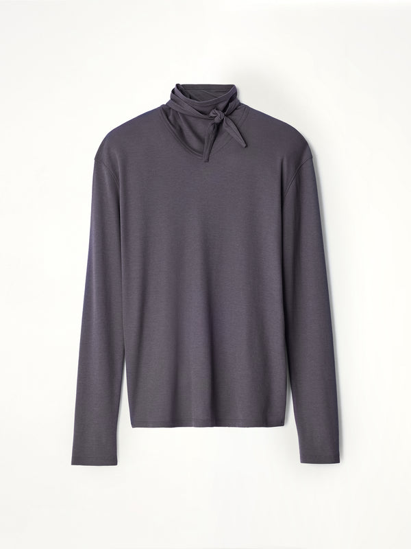 Long Sleeve Foulard Top in Basalt
