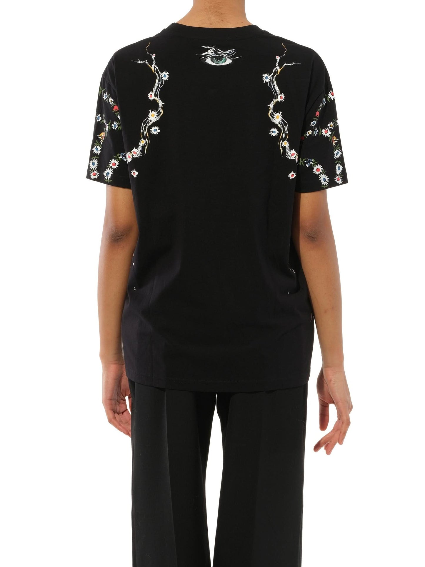 Three Bird Embroidered T-Shirt in Black