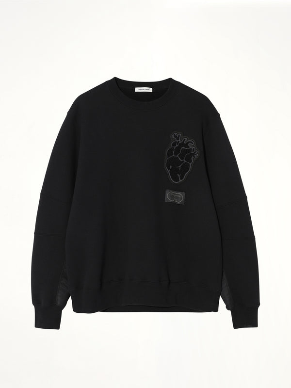 Heart Embroidery Sweatshirt in Black