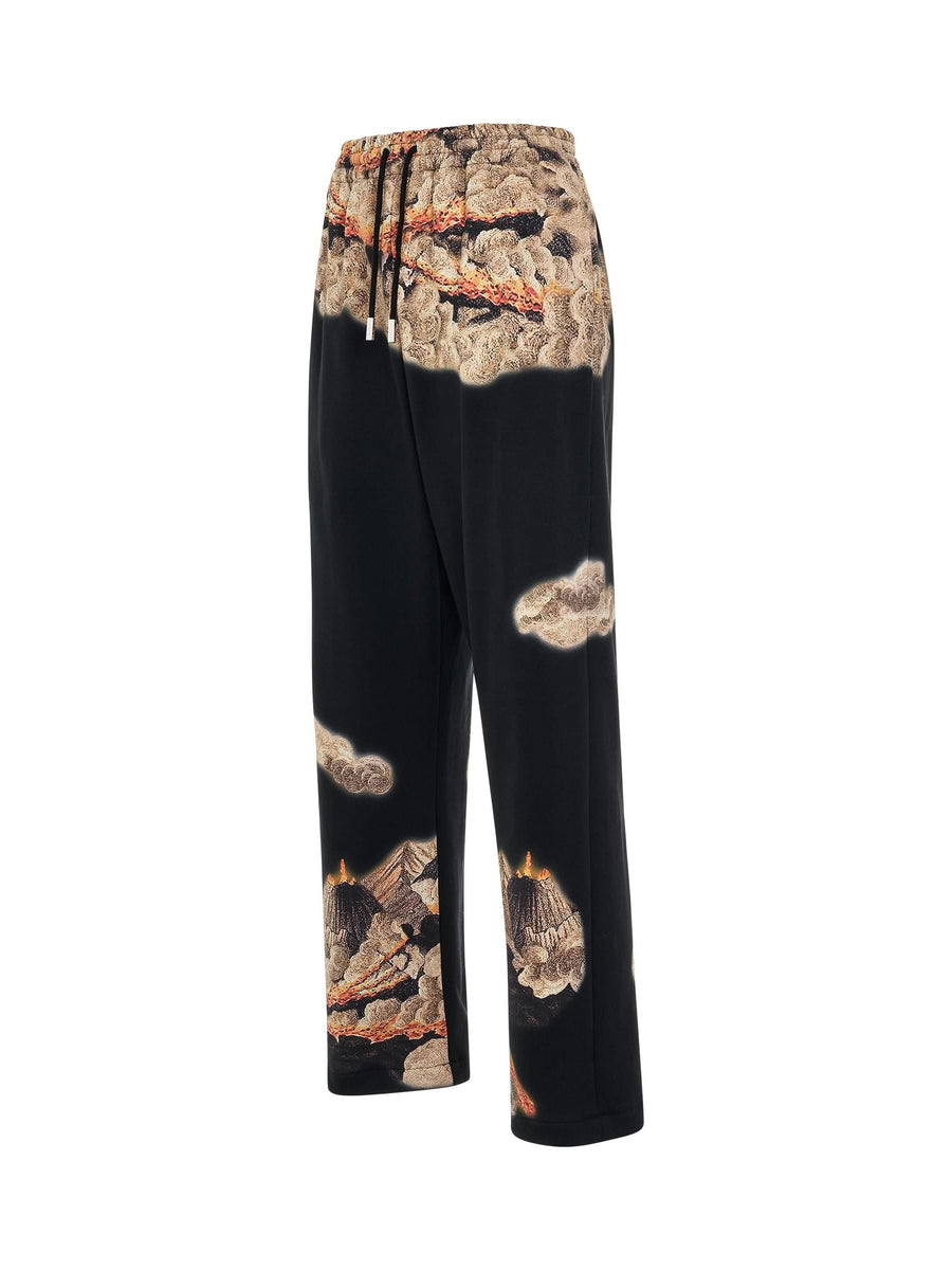 Volcano Print Sweatpants in Black
