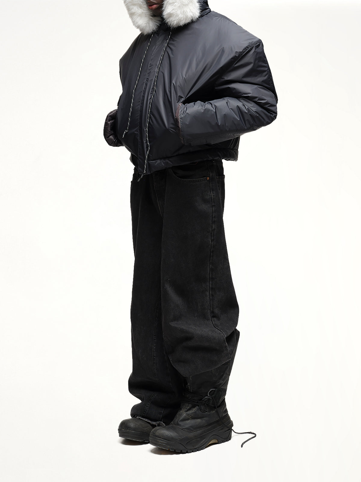 Wald Fur Puffer Jacket in Black
