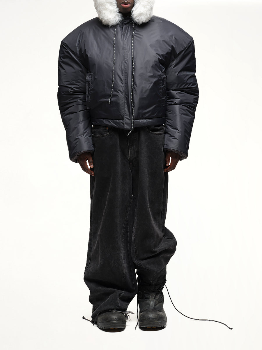 Wald Fur Puffer Jacket in Black